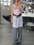 Vintage 2000s Lace Sheer Midi Slip Dress - L - SYLK
