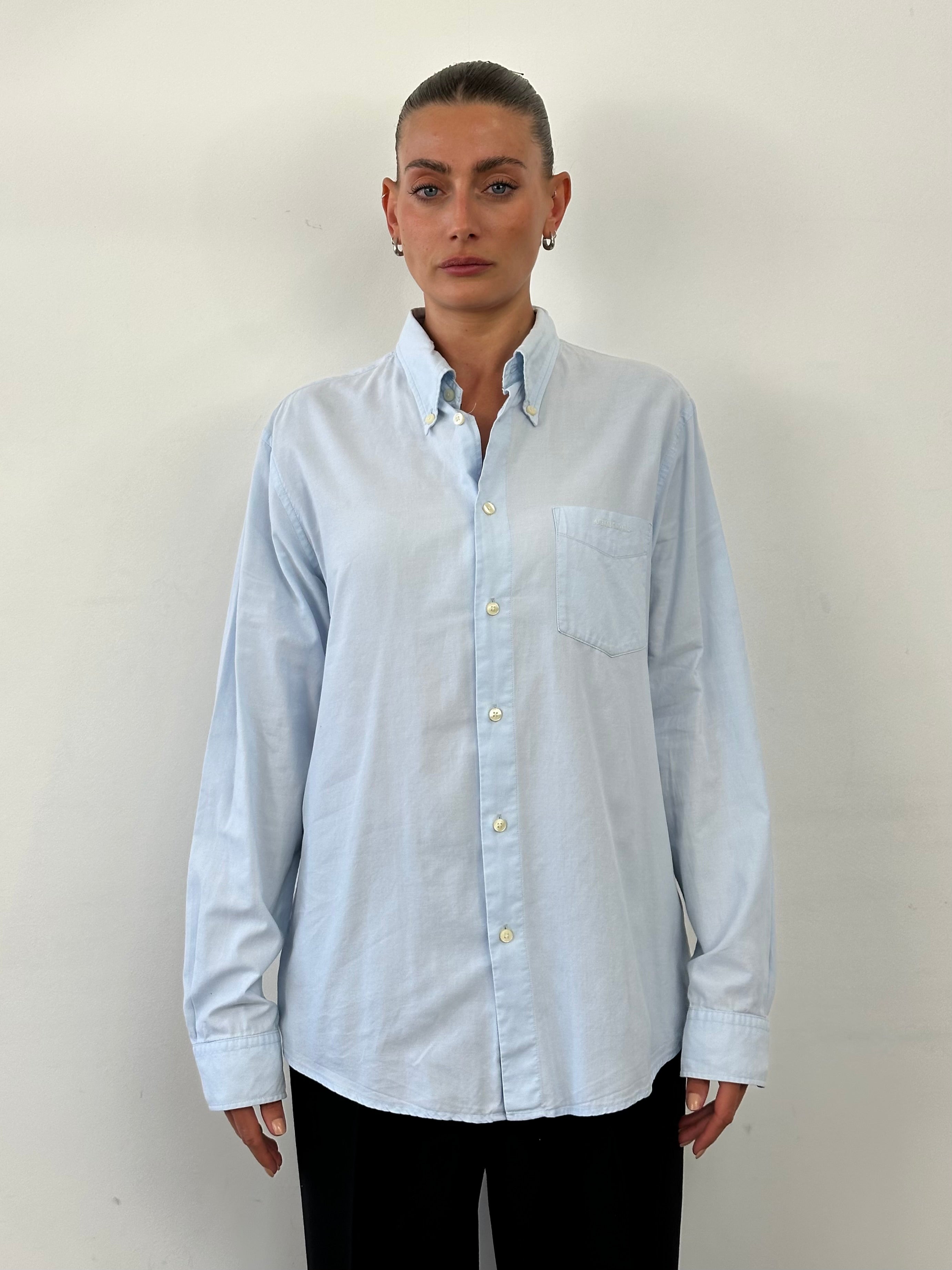 Armani Jeans pure cotton logo shirt in size large, featuring a classic design and signature branding on the front.