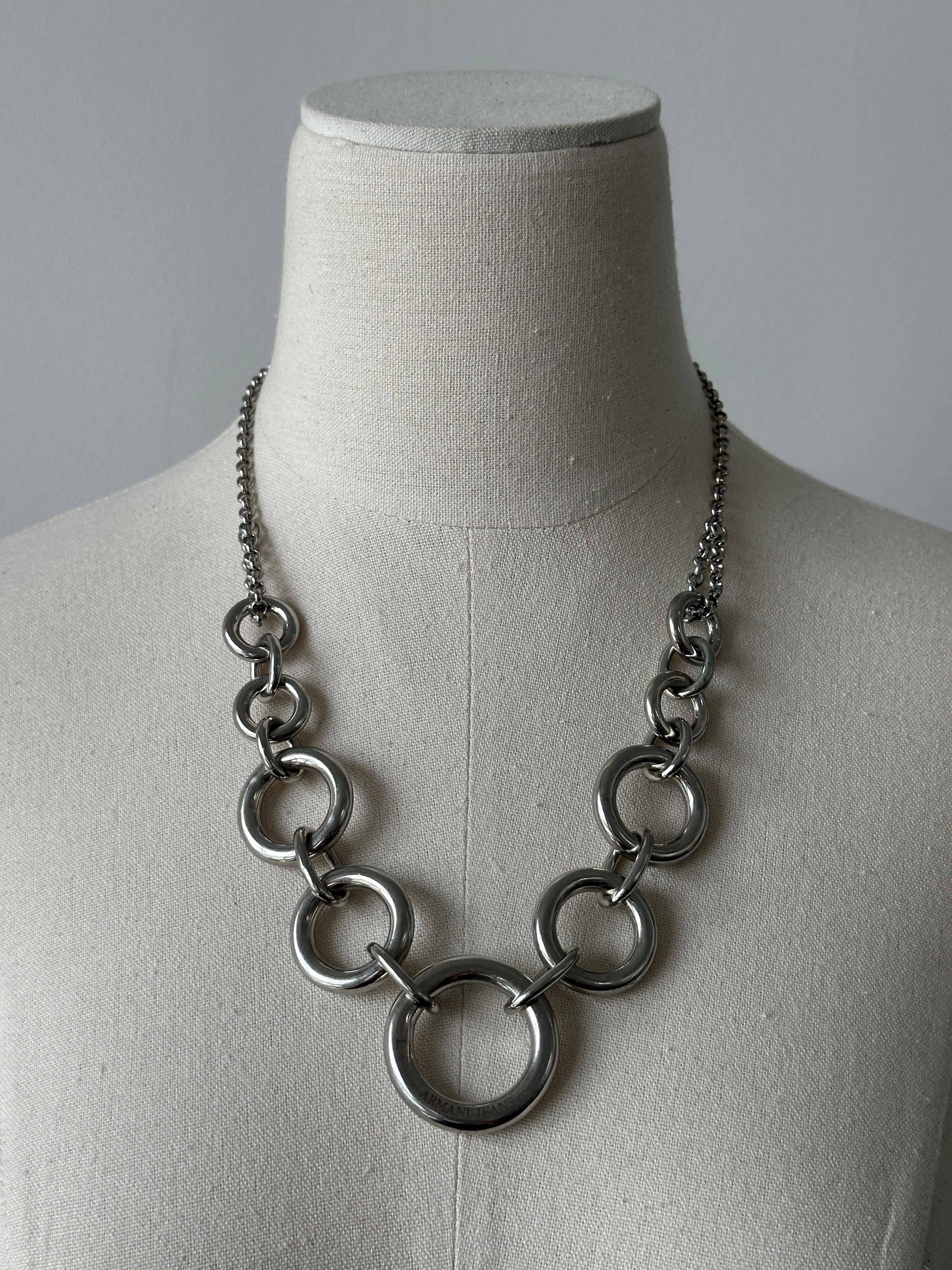 Armani Jeans 2000s Chain Link Logo Necklace