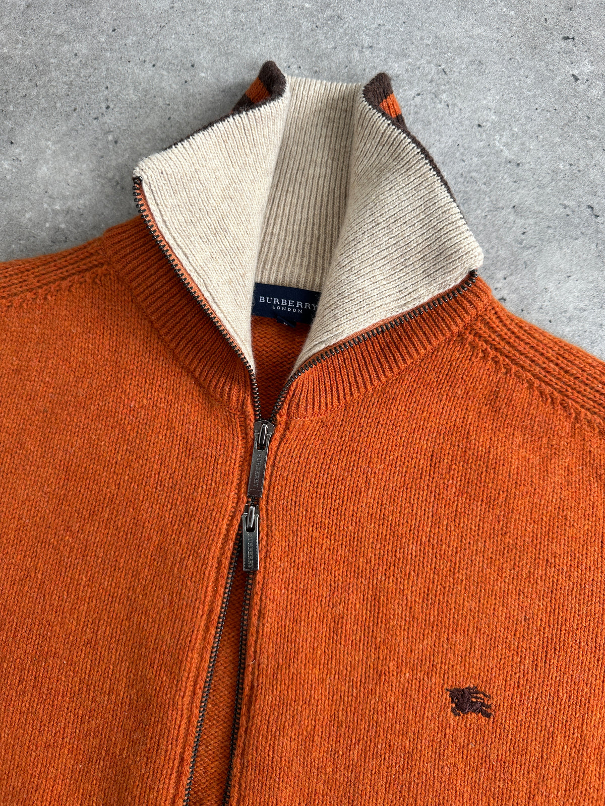 Burberry 1990s Wool Double Zip Funnel Neck Cardigan - L