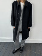 Italian Vintage Wool Cashmere Concealed Placket Belted Coat - L/XL - SYLK