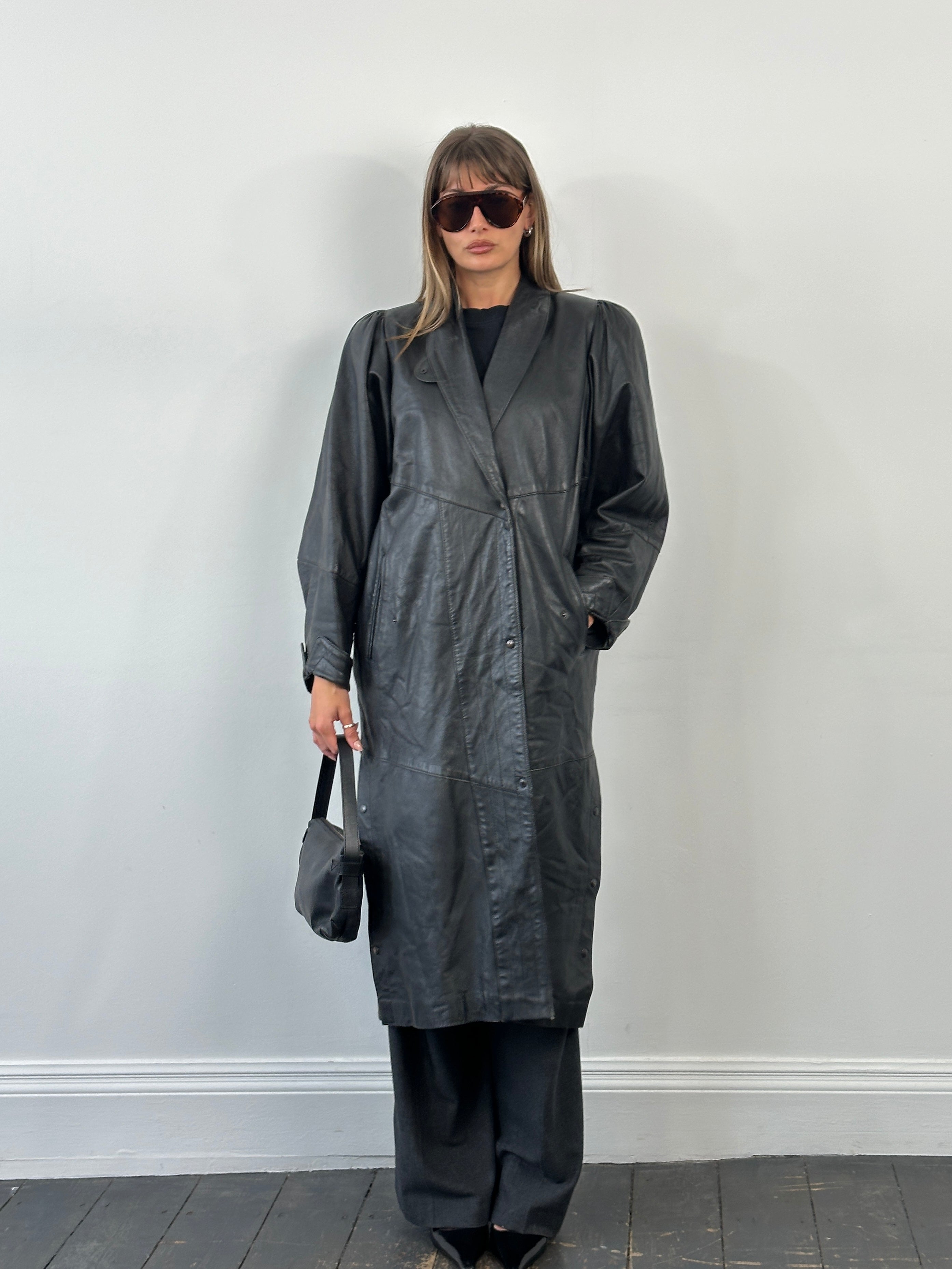 Vintage 1990s Leather Trench Coat - XL - SYLK