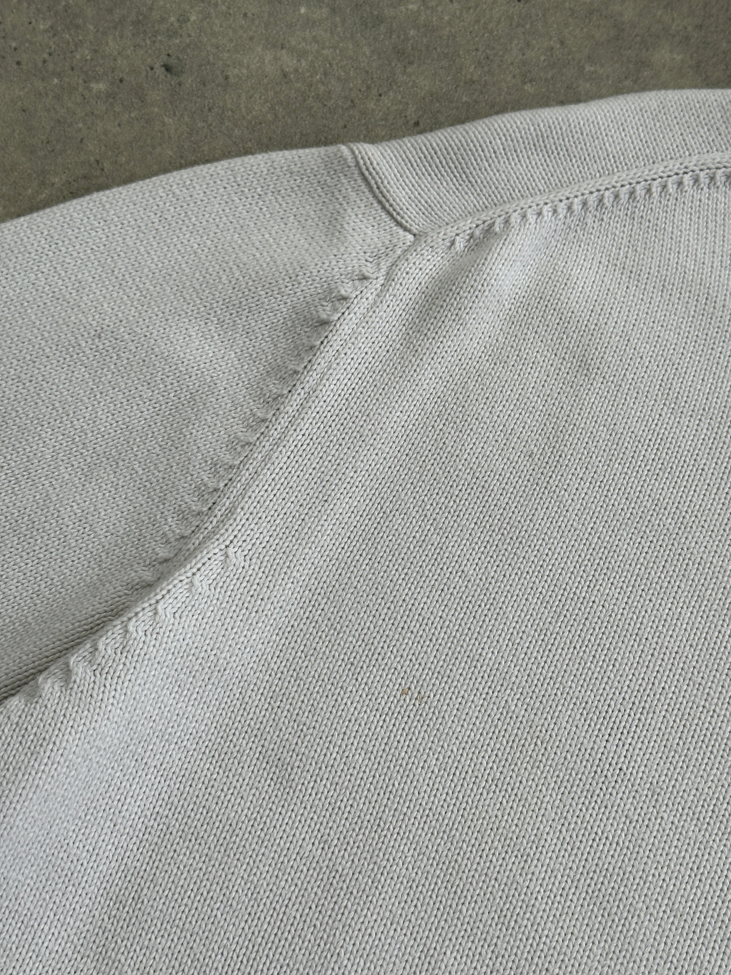 Yves Saint Laurent Pour Homme 2000s pure cotton knitted logo jumper in size L, featuring the iconic YSL logo on the front.