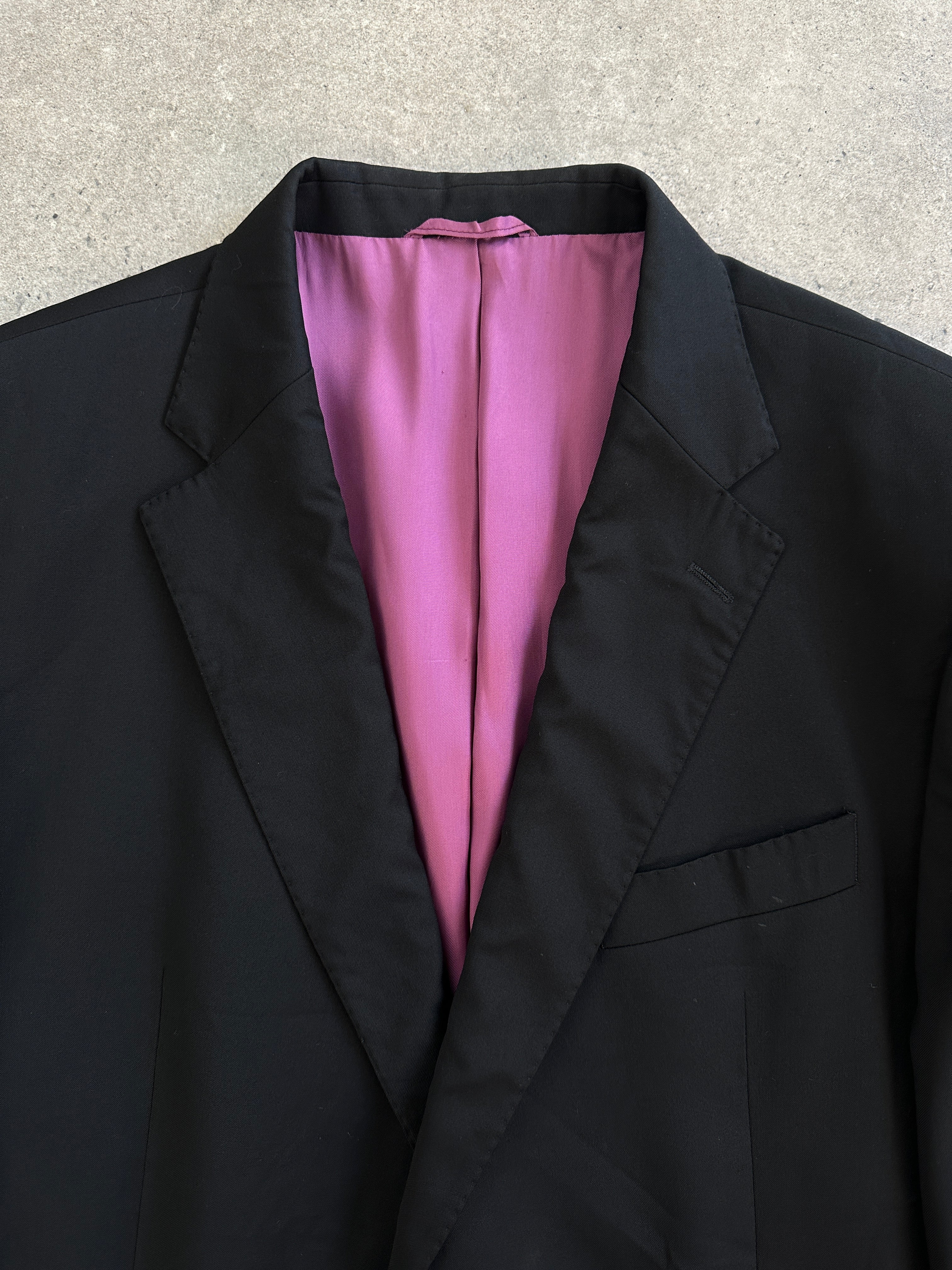 Loro Piana Rene Lezard 1990s pure wool single-breasted blazer in size 44L/XXL, tailored fit, in classic navy color.