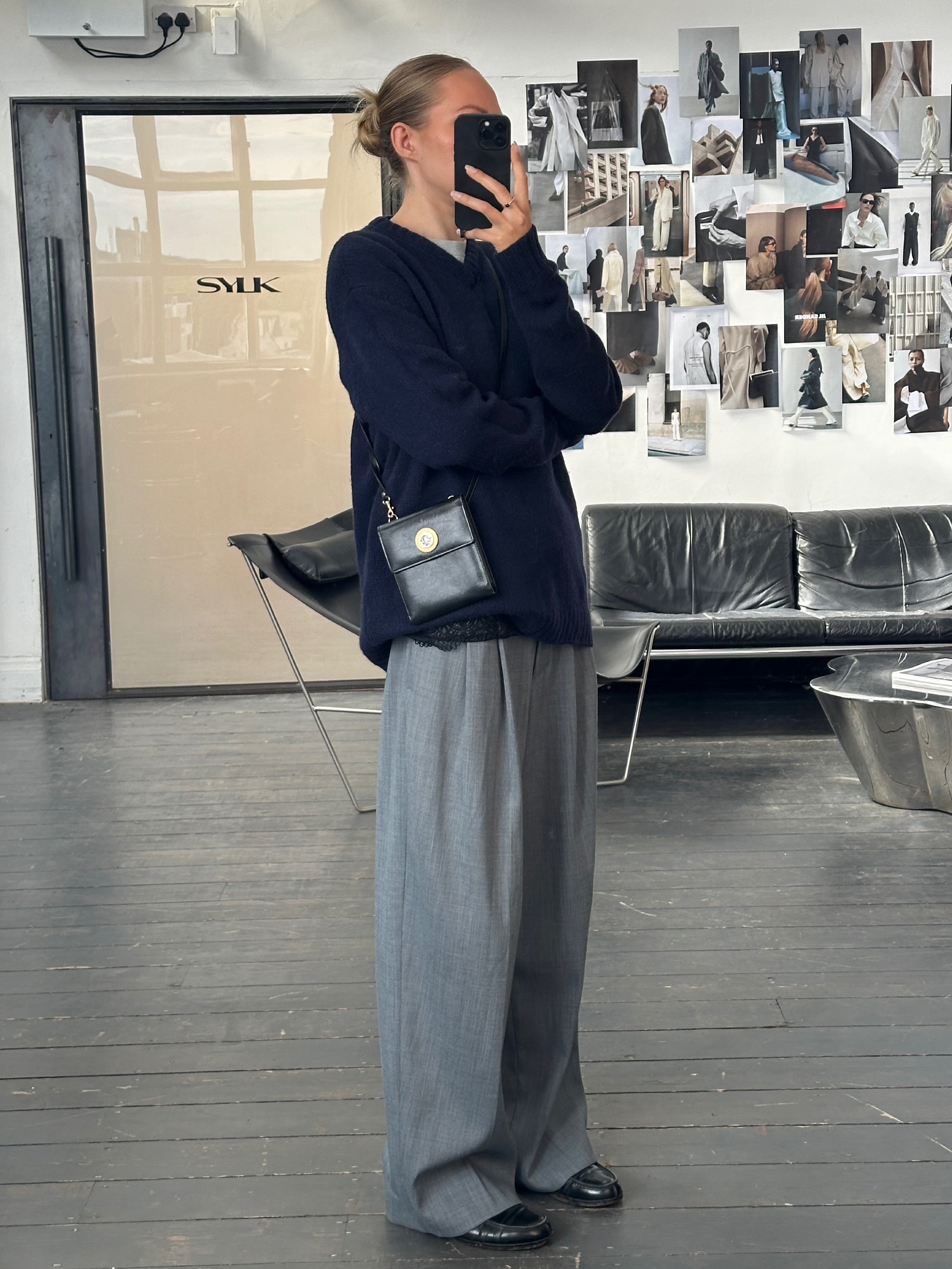 Armani Jeans 1990s Pure Wool Knitted Logo Jumper - L/XL | SYLK