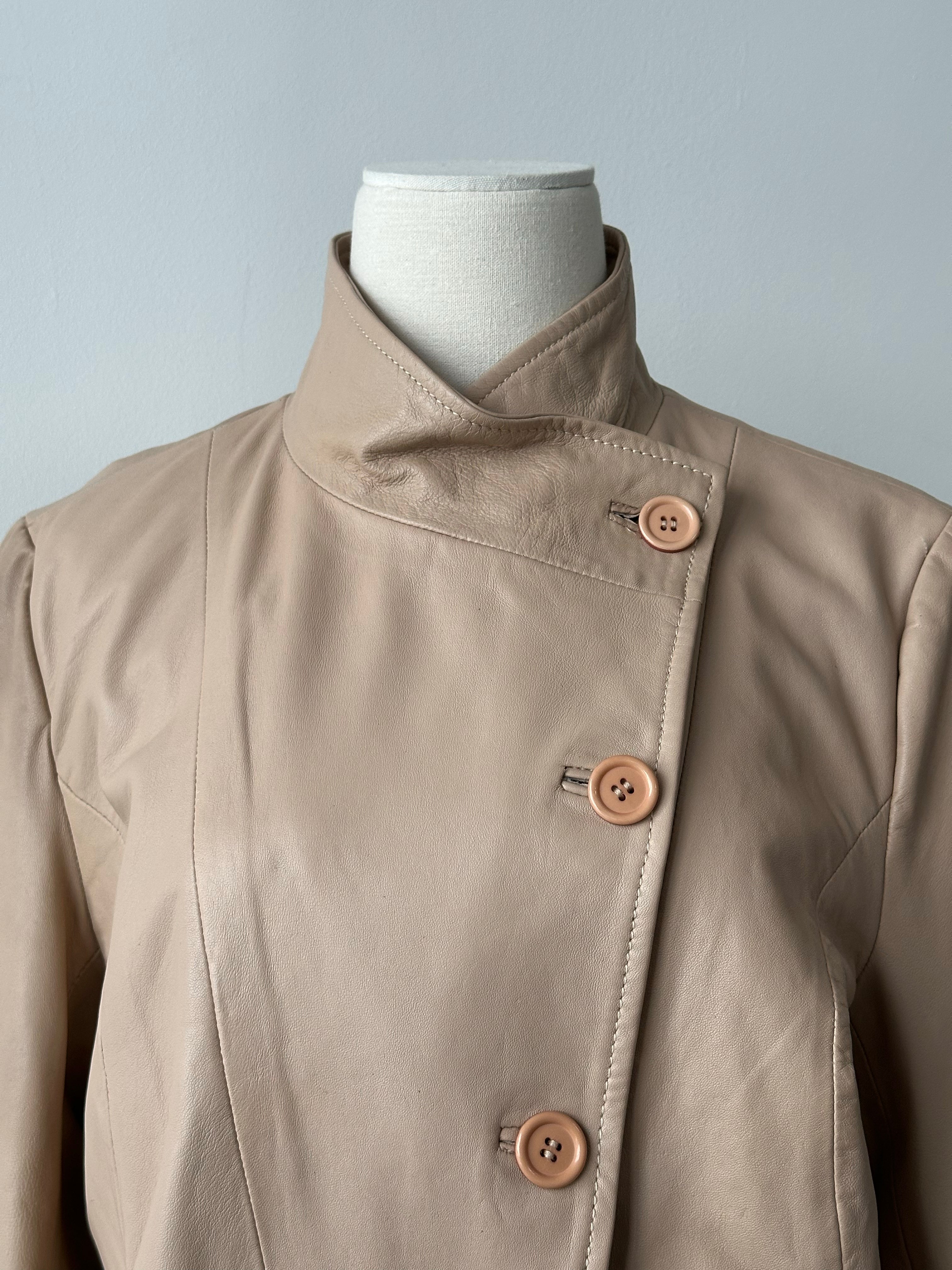 British Vintage 1990s Asymmetric Leather Jacket - M