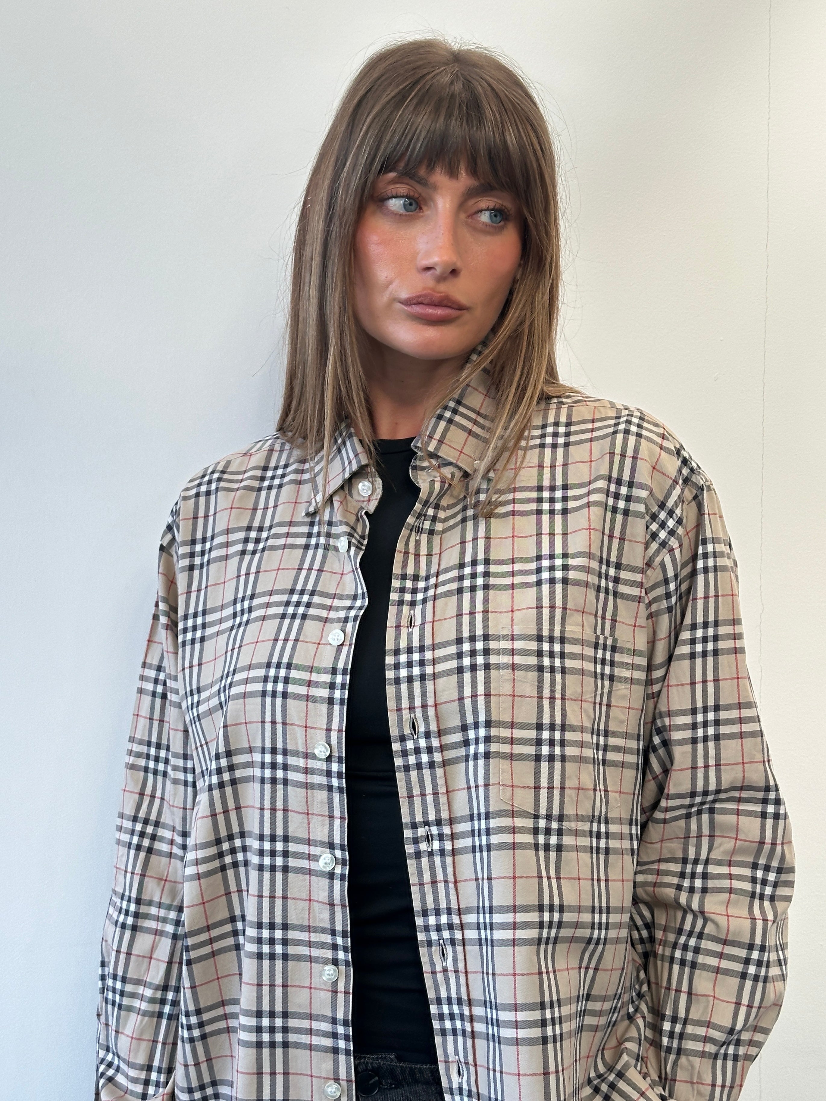 Burberry 2000s House Check pure cotton shirt in XL, featuring classic plaid pattern and button-down front.