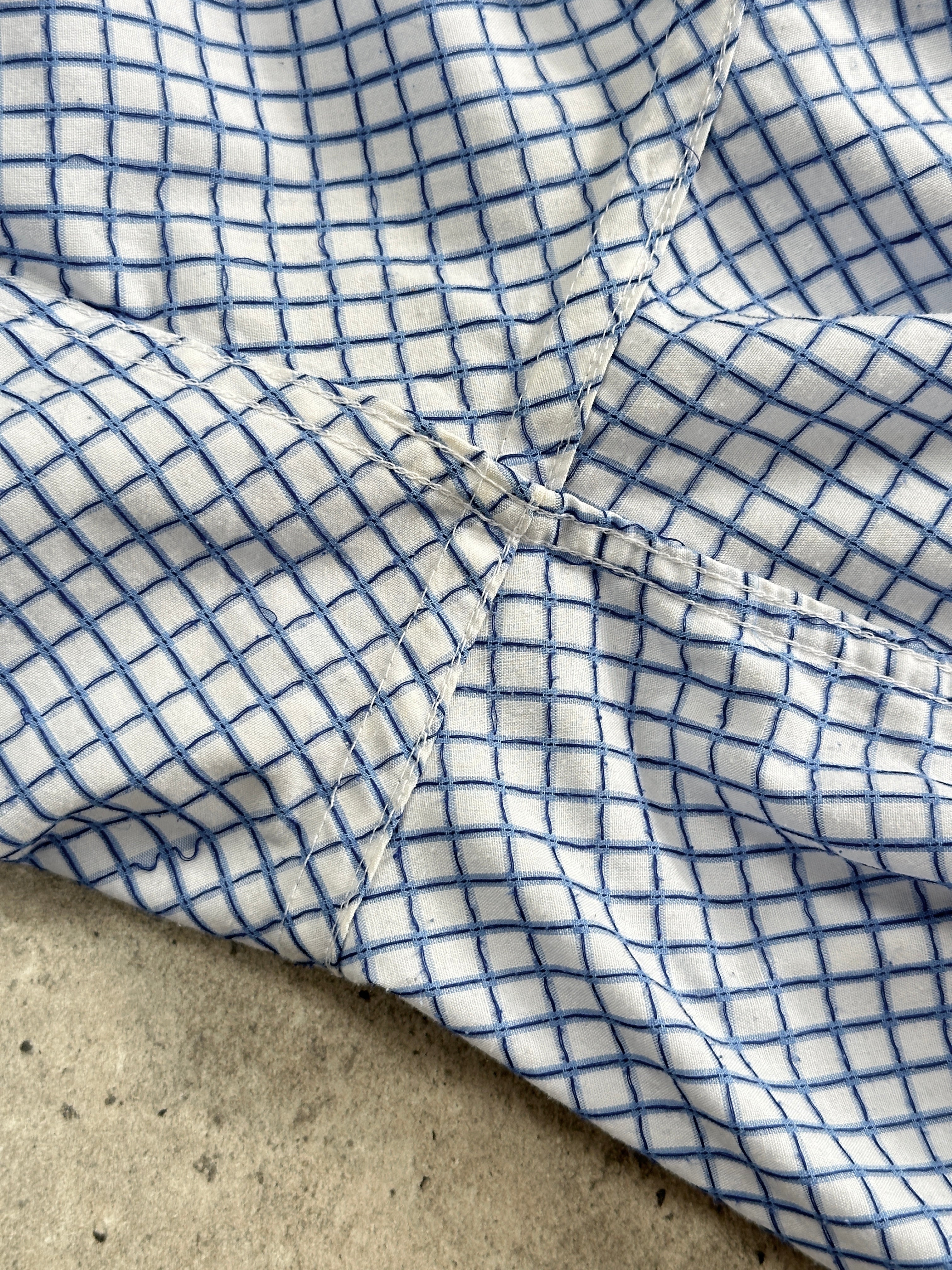 Yves Saint Laurent Pour Homme 2000s cotton check short sleeve logo shirt in XL, featuring a classic check pattern and brand logo.