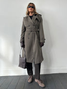 Burberry Wool Double Breasted Belted Trench Coat - M - SYLK