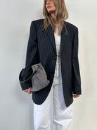 Vintage Pinstripe Pure Wool Single Breasted Blazer - 44L/XXL - SYLK