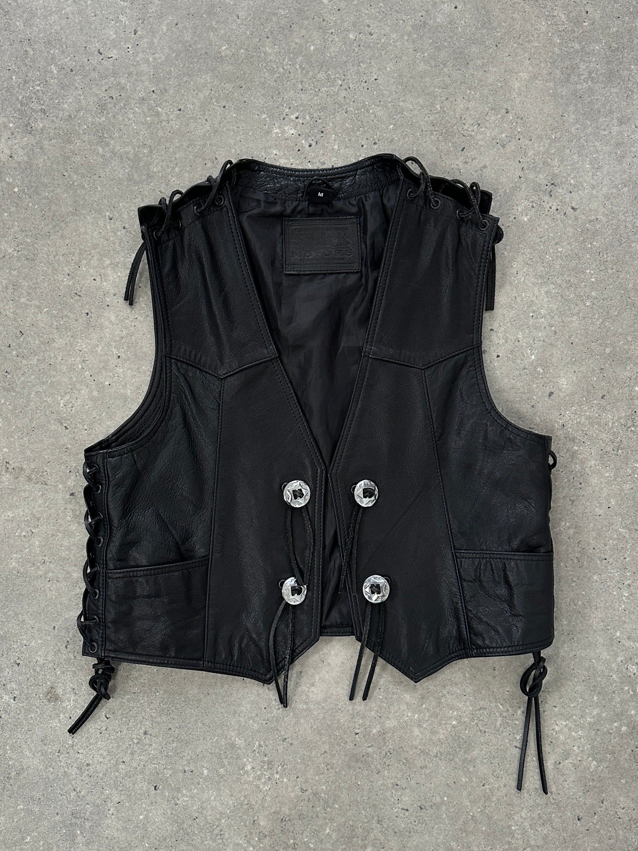 Vintage Western Leather Waistcoat - L - SYLK