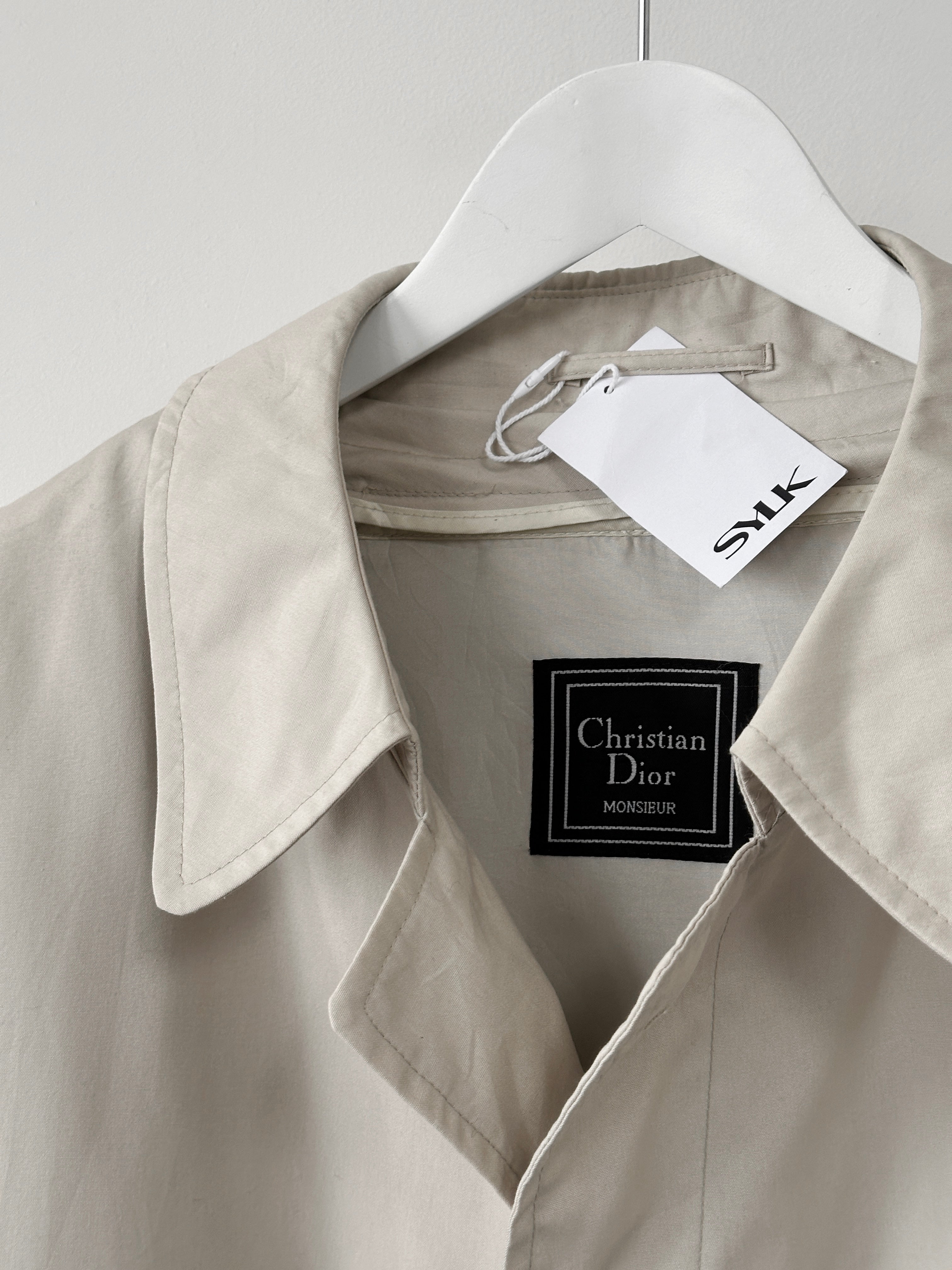 Christian Dior Monsieur cotton trench coat with concealed placket in XXL, stylish and lightweight outerwear for men.