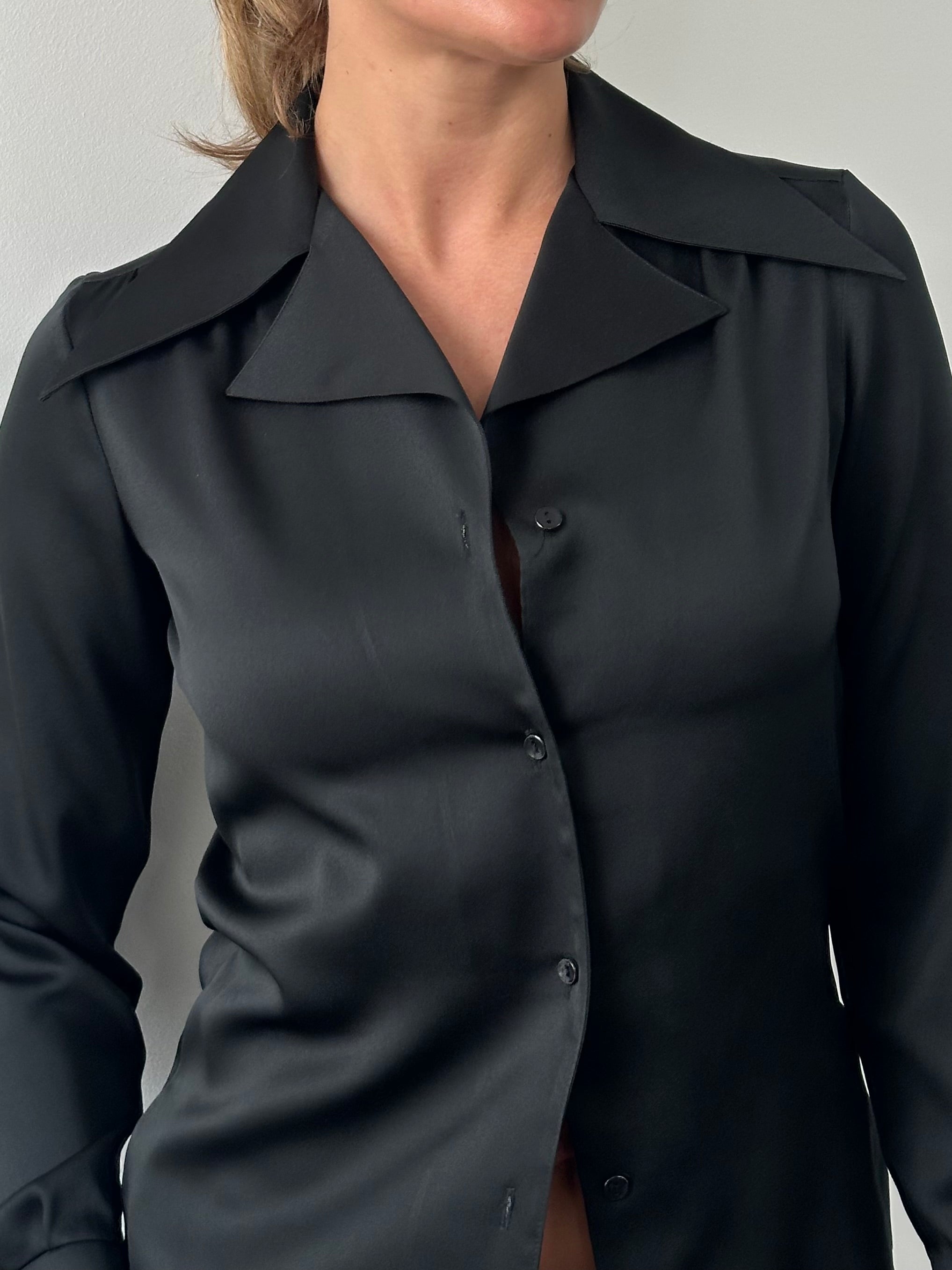 Vintage 1970s Dagger Collar Dress Shirt - S