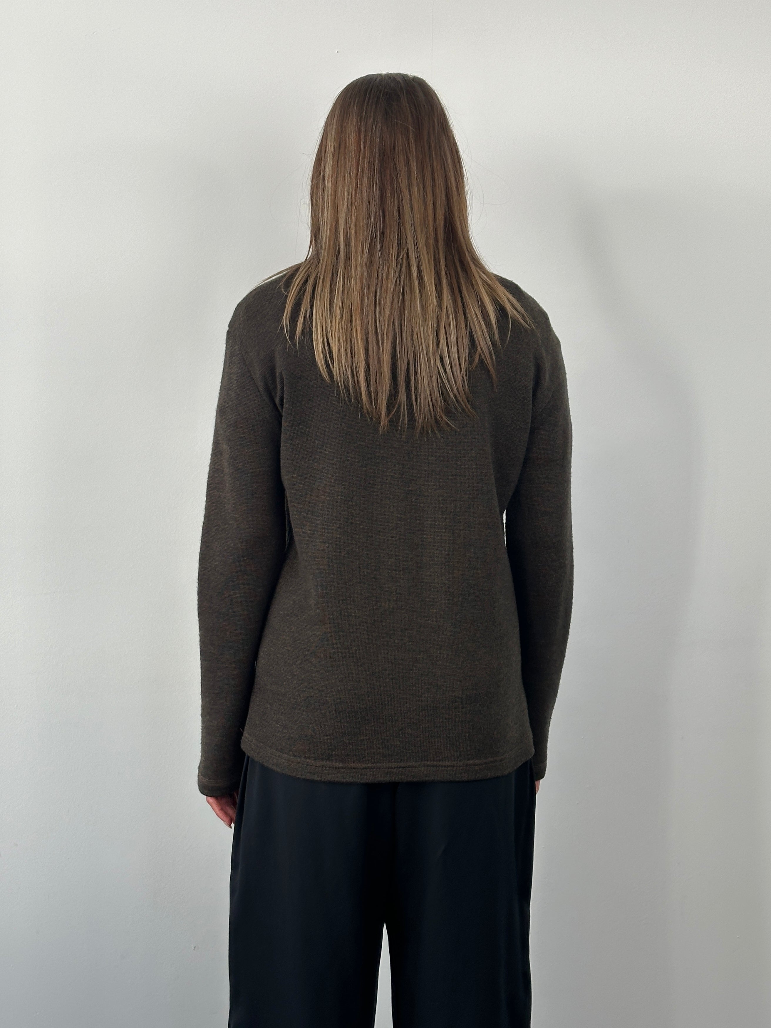 Armani Jeans wool V-neck knitted jumper in size M, featuring the iconic logo design and classic 2000s style.