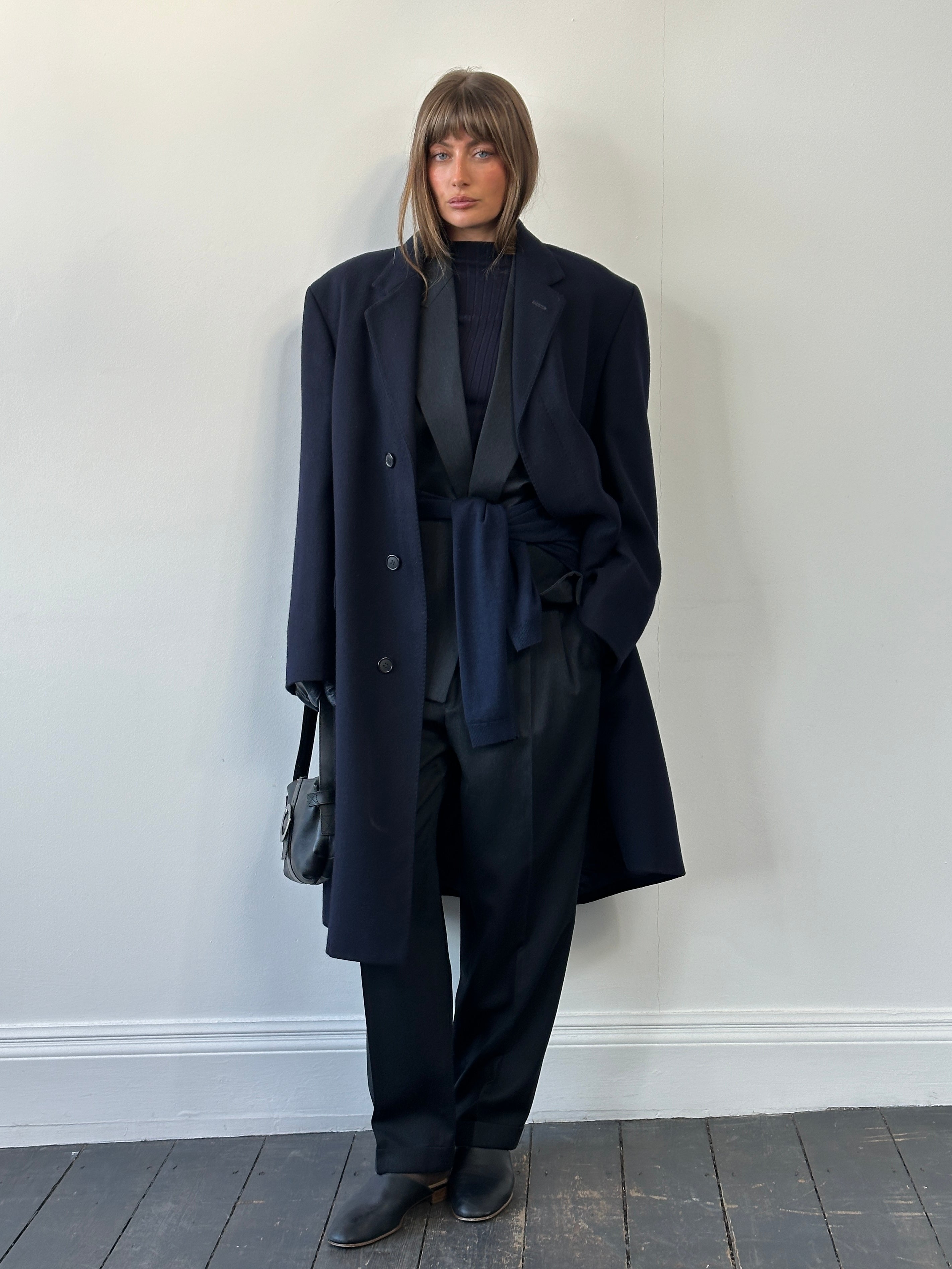 Pierre Cardin 1990s pure wool coat with concealed placket, XL/XXL size, stylish vintage outerwear with classic design.