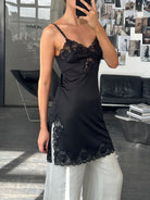 Vintage 2000s Lace Side Split Mini Slip Dress - S - SYLK