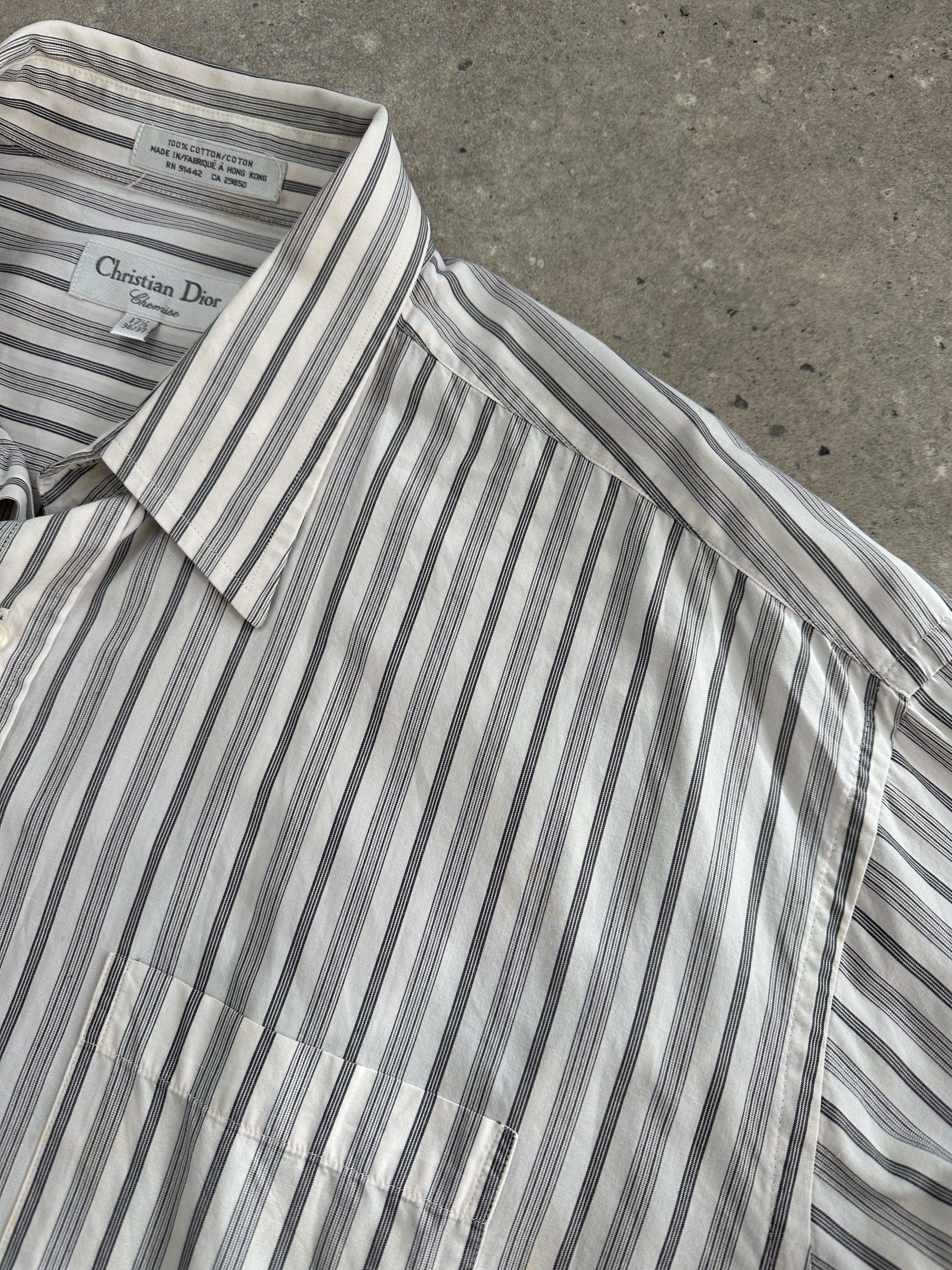 Christian Dior striped pure cotton shirt in XL, featuring a classic button-down design and tailored fit.