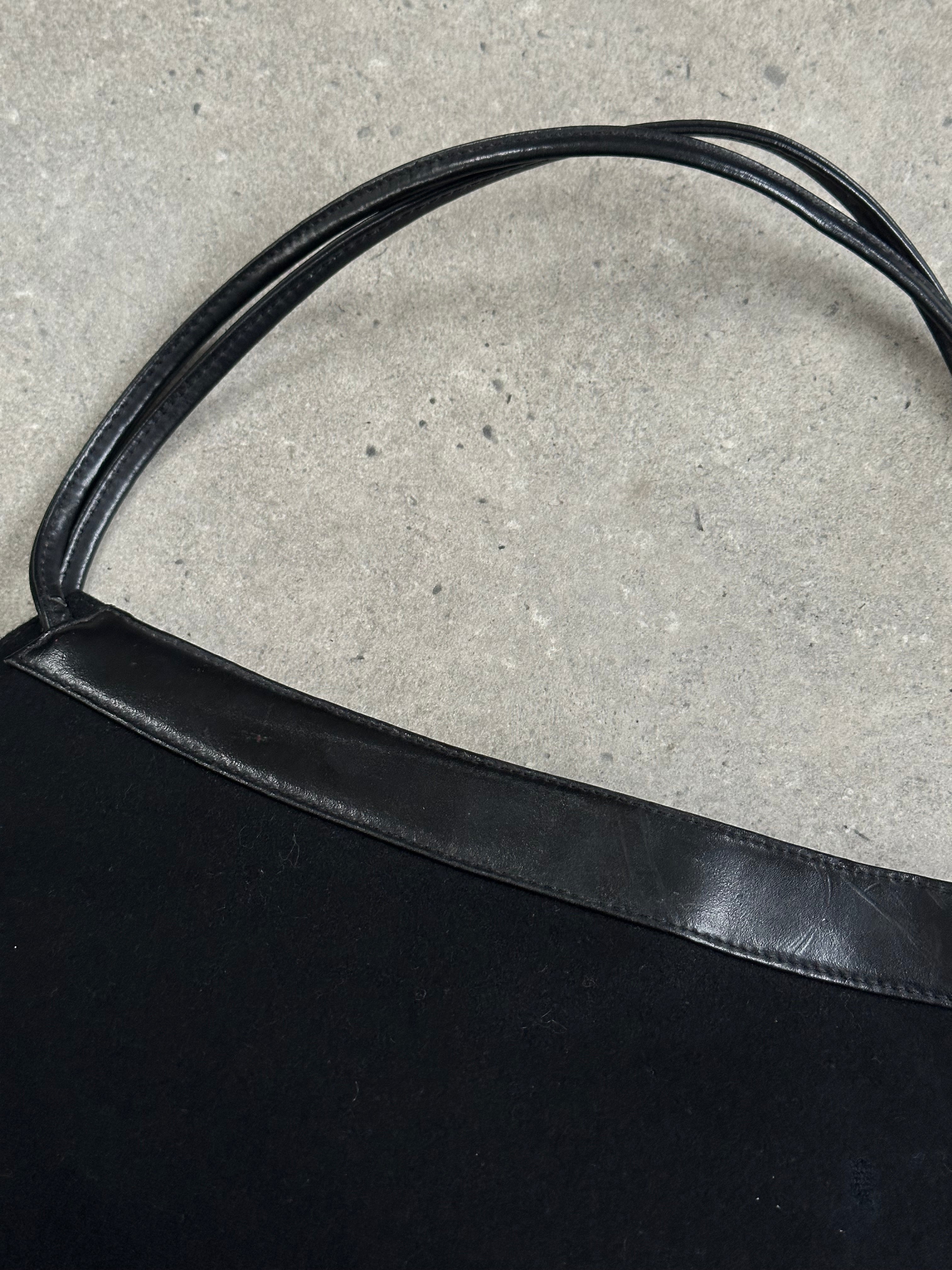 Armani Jeans 2000s wool shoulder bag with leather strap and minimalist design, stylish accessory for casual or formal wear.