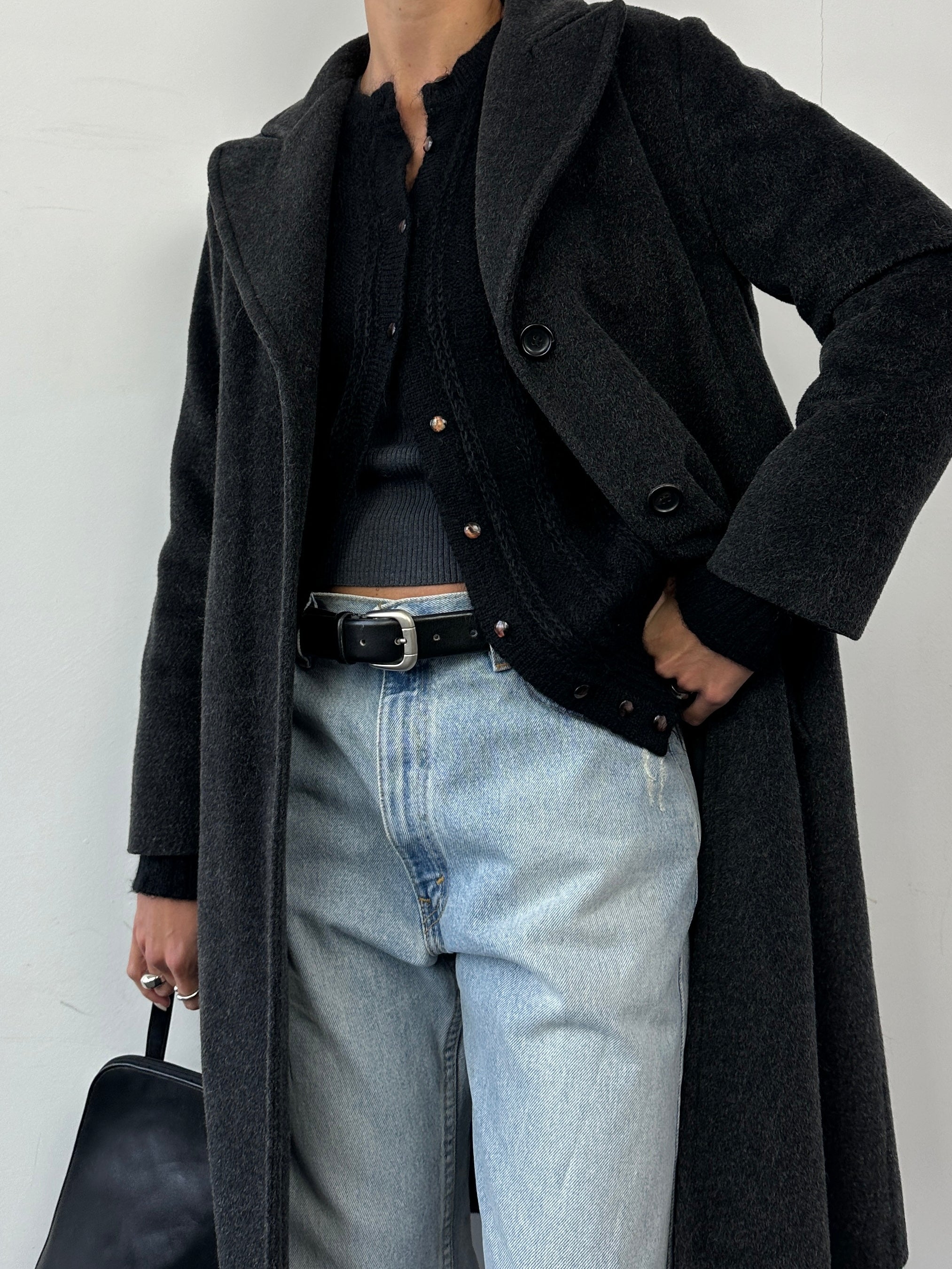Marella Virgin Wool Mohair Single Breasted Coat in size S, featuring a classic design with a tailored fit and textured fabric.