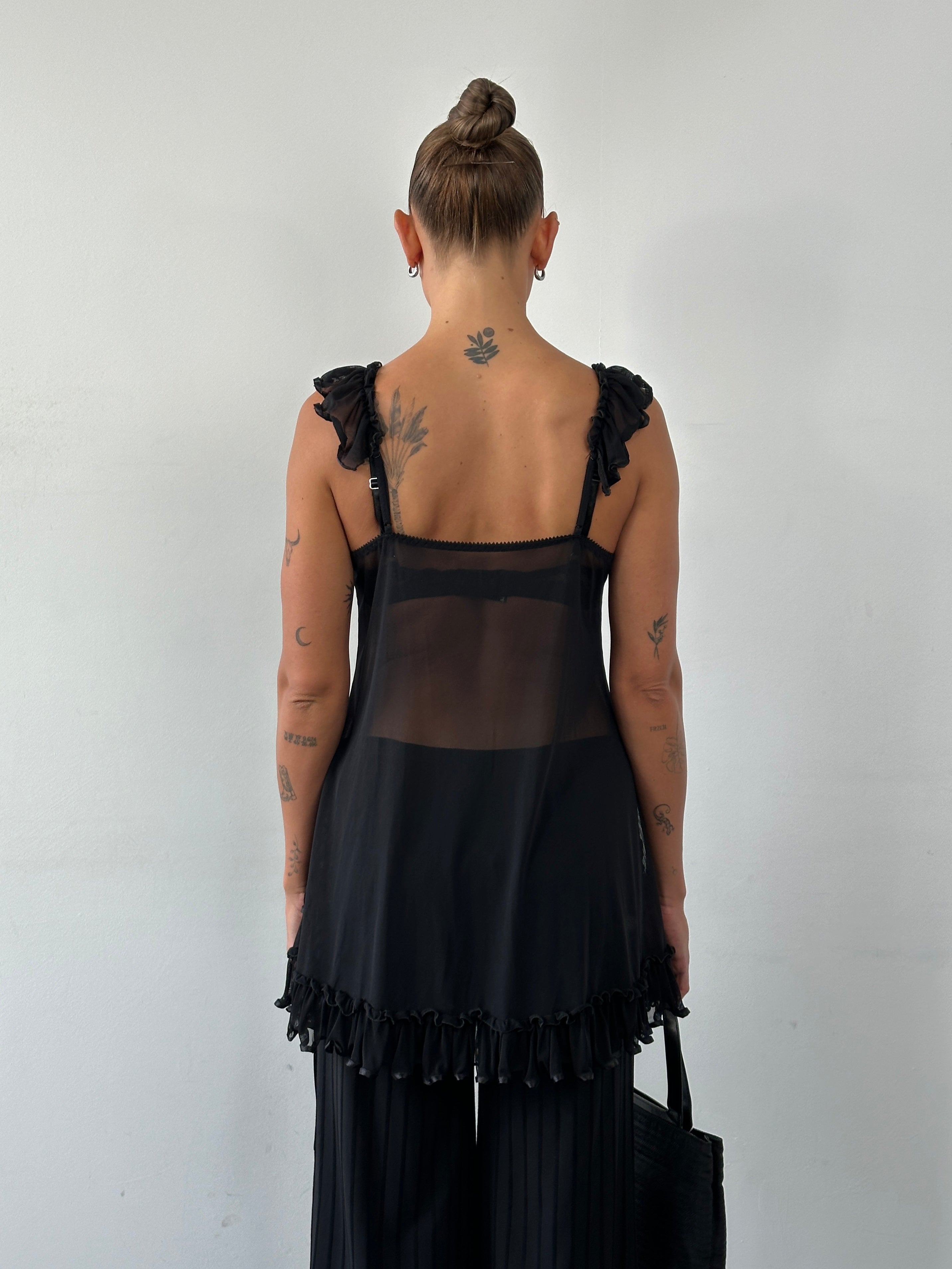 Vintage Sheer Ruffle Top - S/M - SYLK