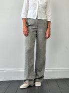 Max Mara Cotton Linen Herringbone High Waisted Trousers - W28 - SYLK