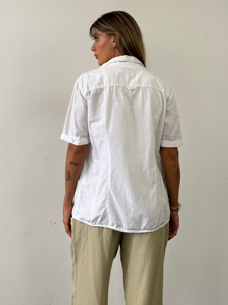 Armani Jeans Cotton Linen Short Sleeve Logo Shirt - M/L - SYLK