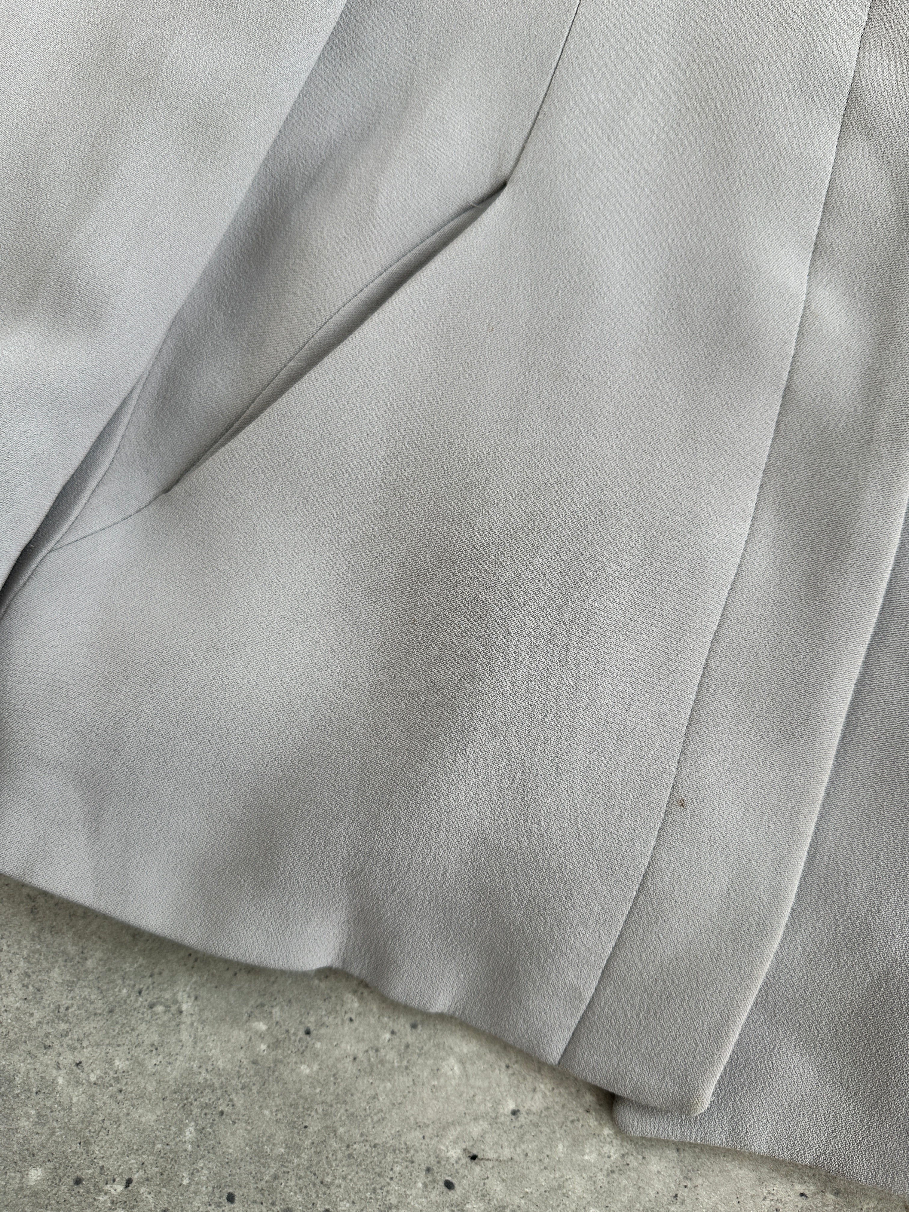 Emporio Armani high neck fitted blazer jacket in sleek minimal design, shown in a tailored S/M fit with clean lines.
