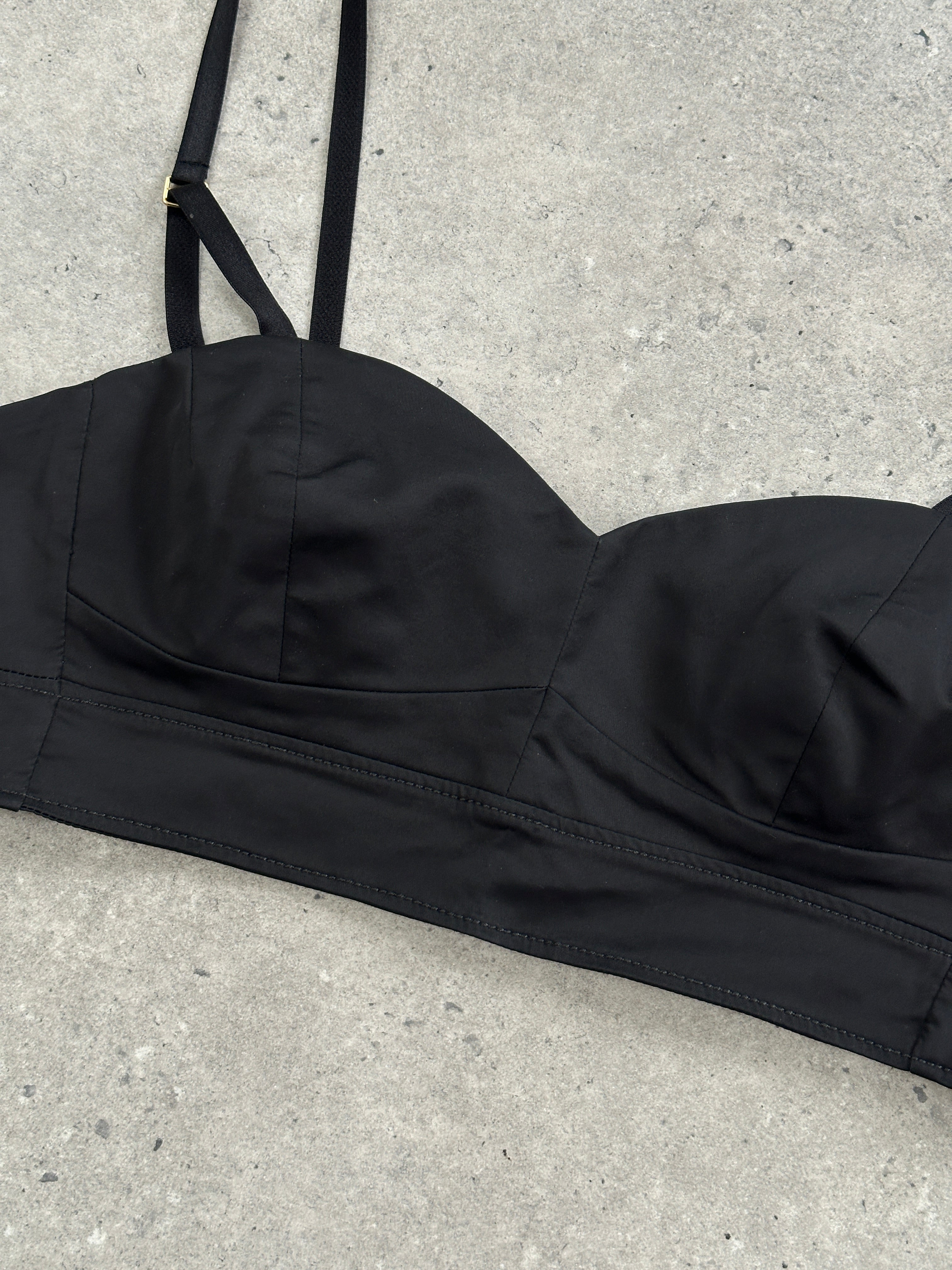 Italian vintage cotton bralette top by Vintage, soft fabric with delicate design, shown in natural light on a plain background.