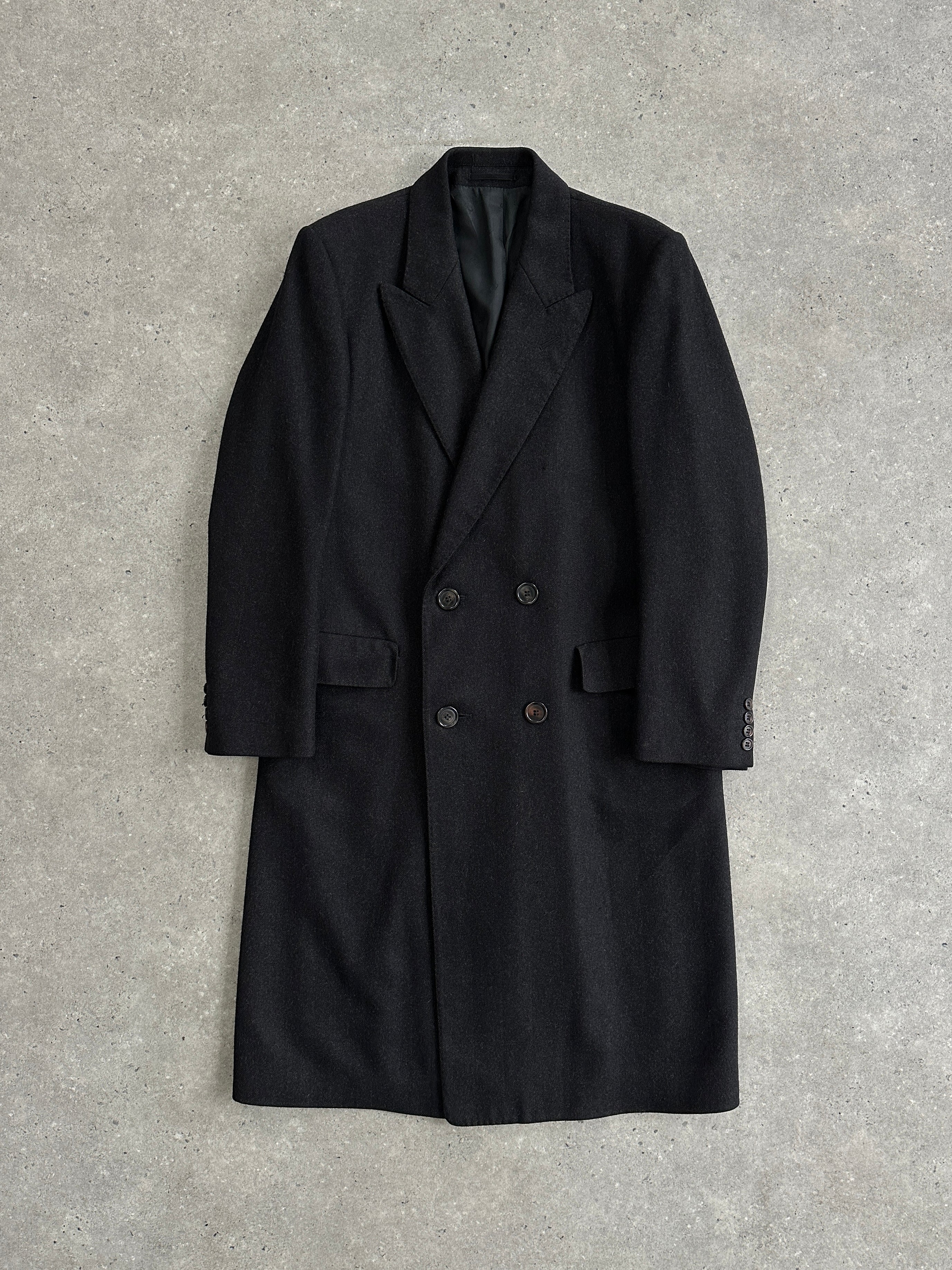 Christian Dior pure wool double-breasted coat in size L/XL, stylish and tailored with classic lapels and button details.