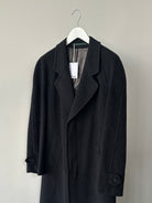 British Vintage Wool Cashmere Herringbone Concealed Placket Coat - XL - SYLK