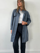 Vintage 80s Concealer Placket Belted Trench Coat - S - SYLK