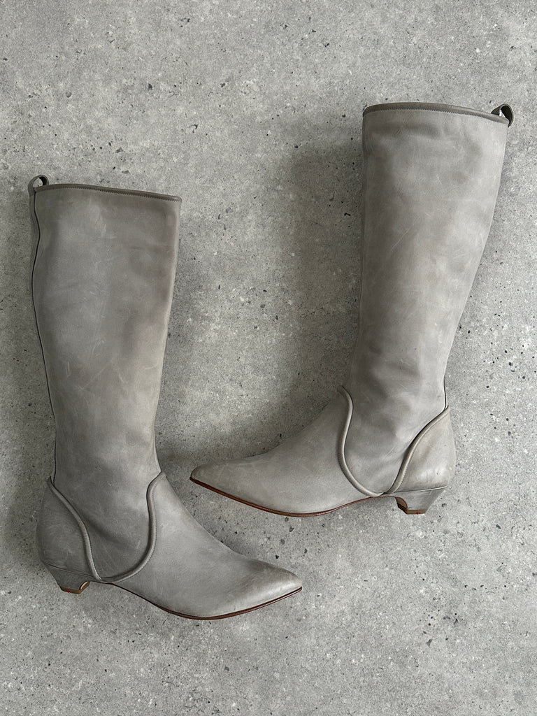 Italian Vintage Nubuck Leather Knee Boots - UK 3 1/2 / EUR 4 1/2 - SYLK