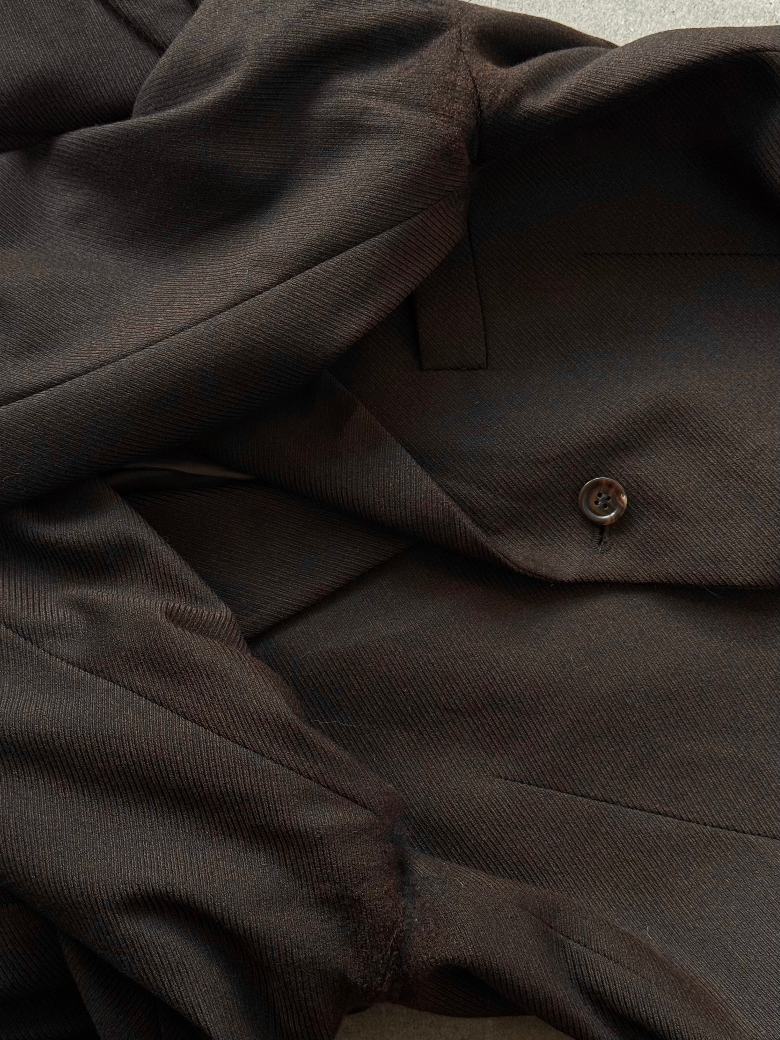 Yves Saint Laurent Pour Homme 1990s pure wool single-breasted blazer in size 38R/M, tailored fit, dark classic style.
