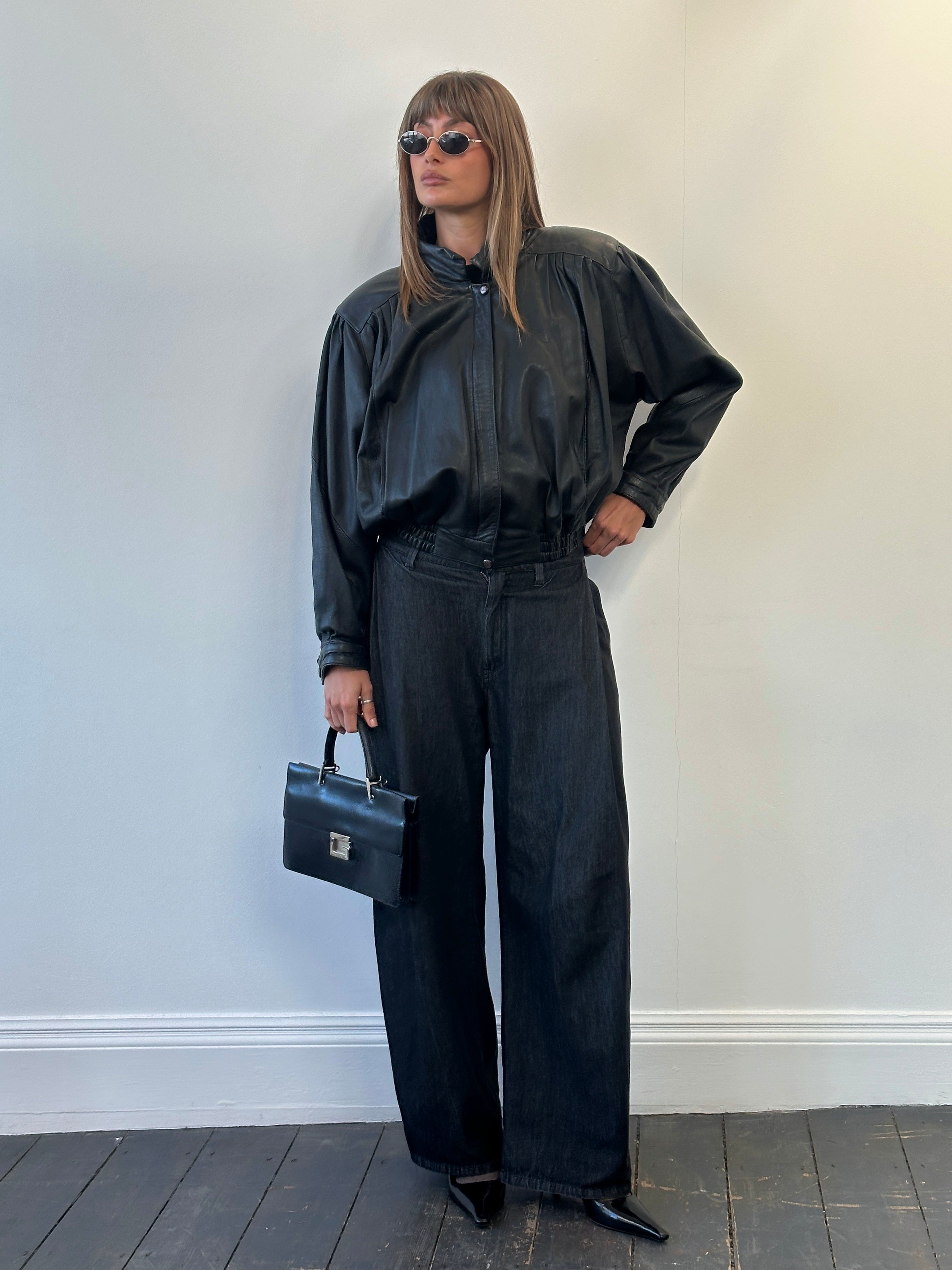 Vintage 1980s Leather Bomber Jacket - S/M - SYLK