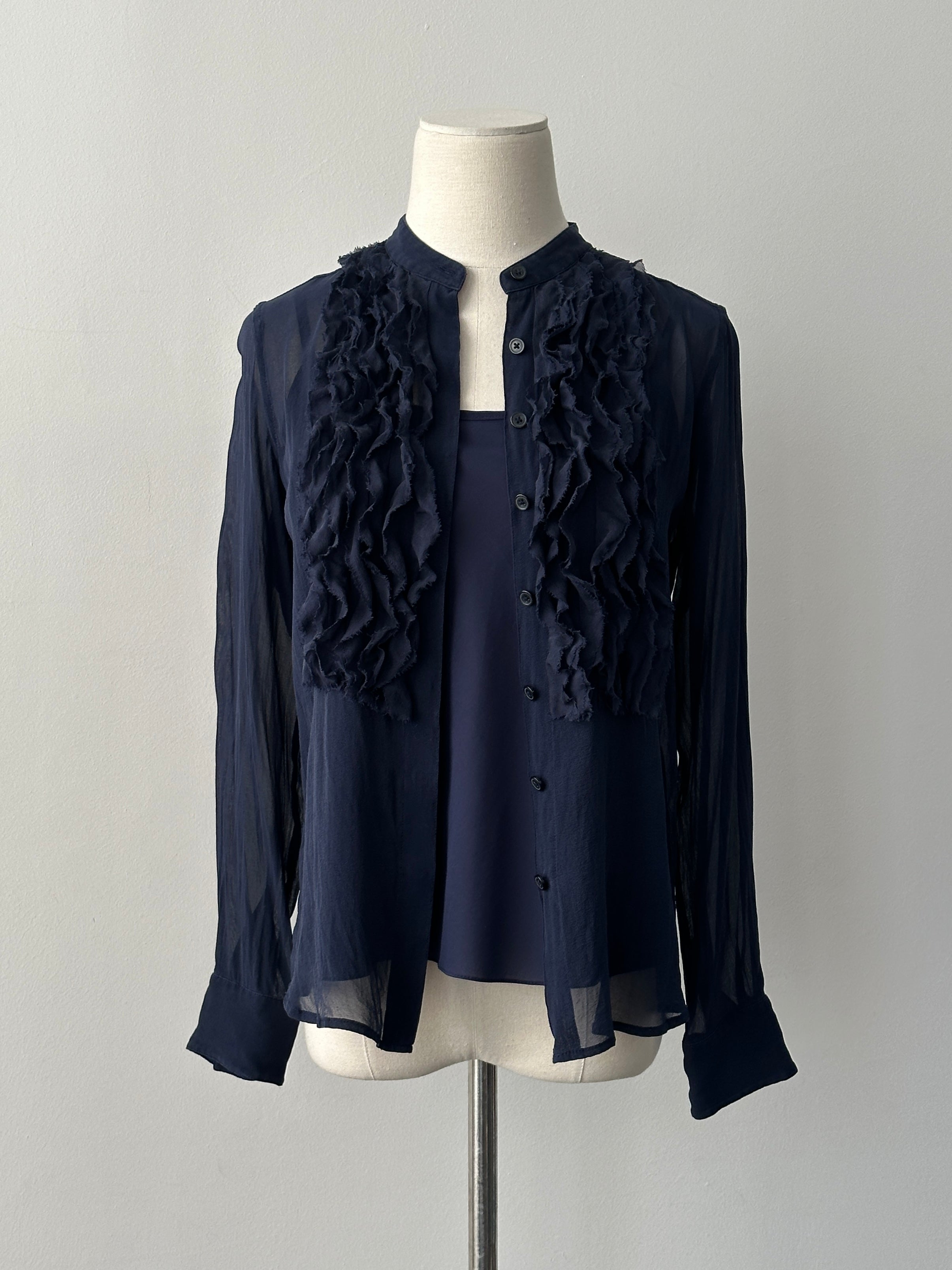 DKNY 2000s Pure Silk Ruffle Two Piece Set - S