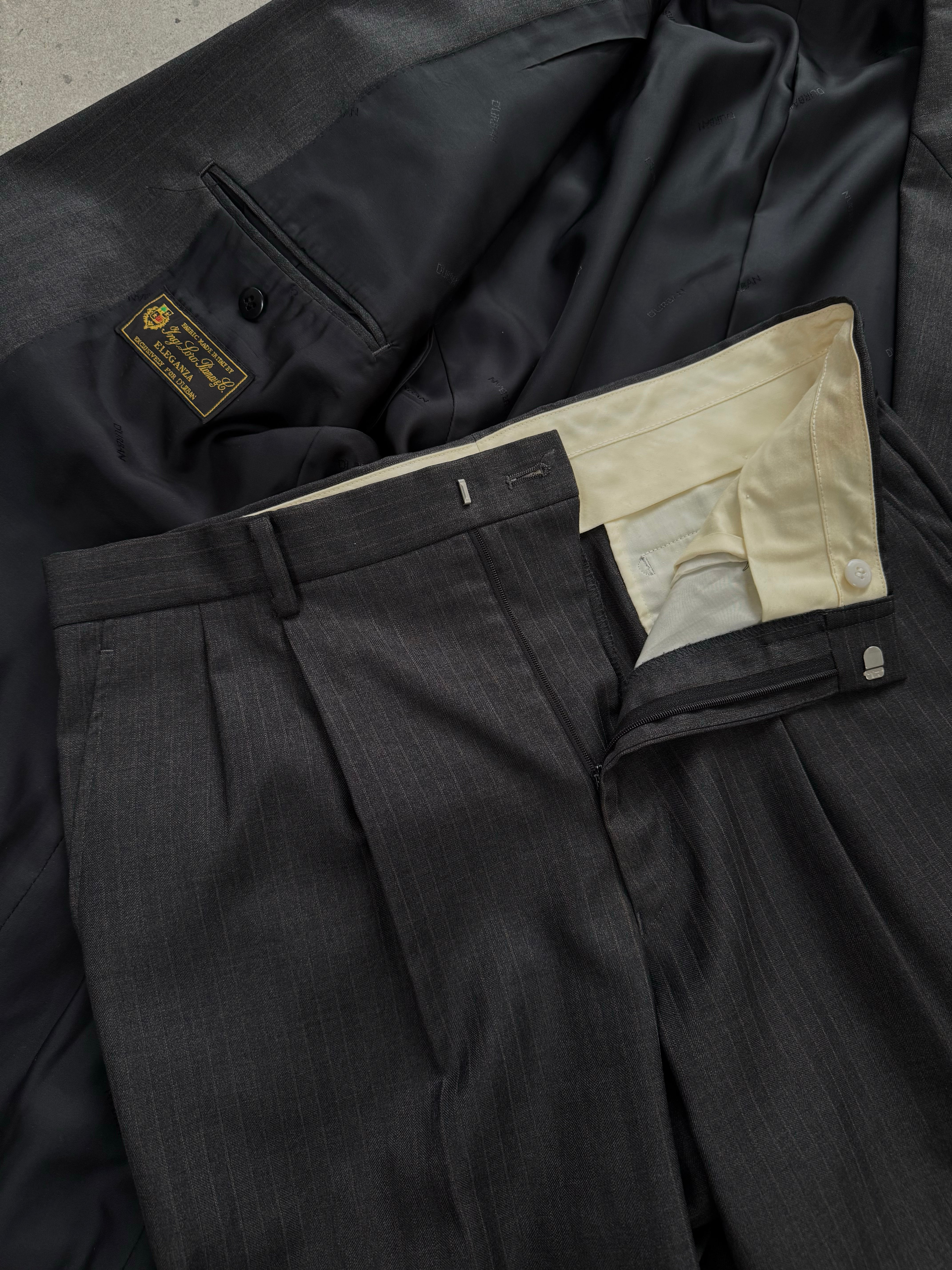 Loro Piana x Durban 1990s Pure Wool Double Breasted Stripe Suit - 38R/L