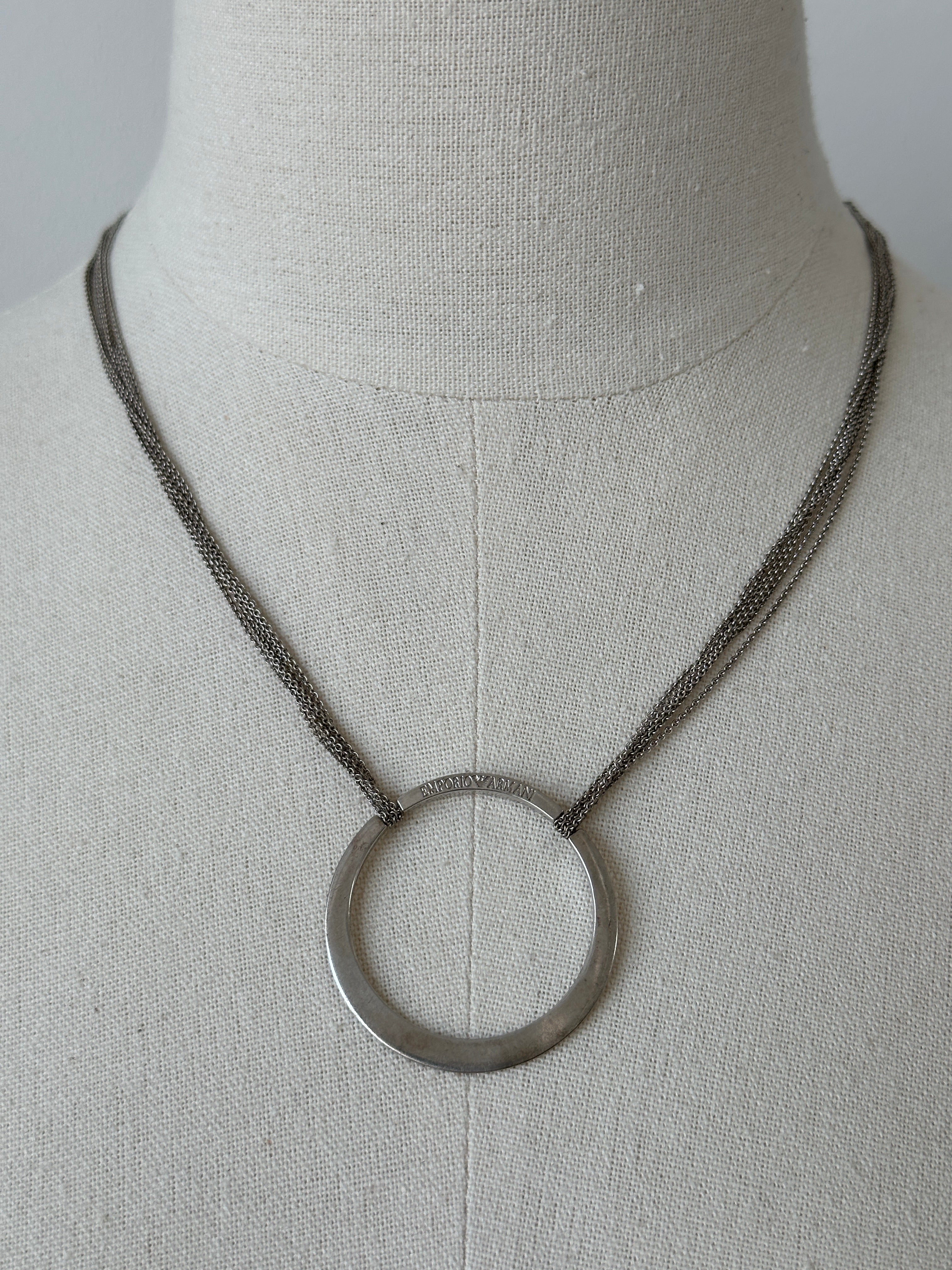 Emporio Armani 1990s Circle Pendant Necklace