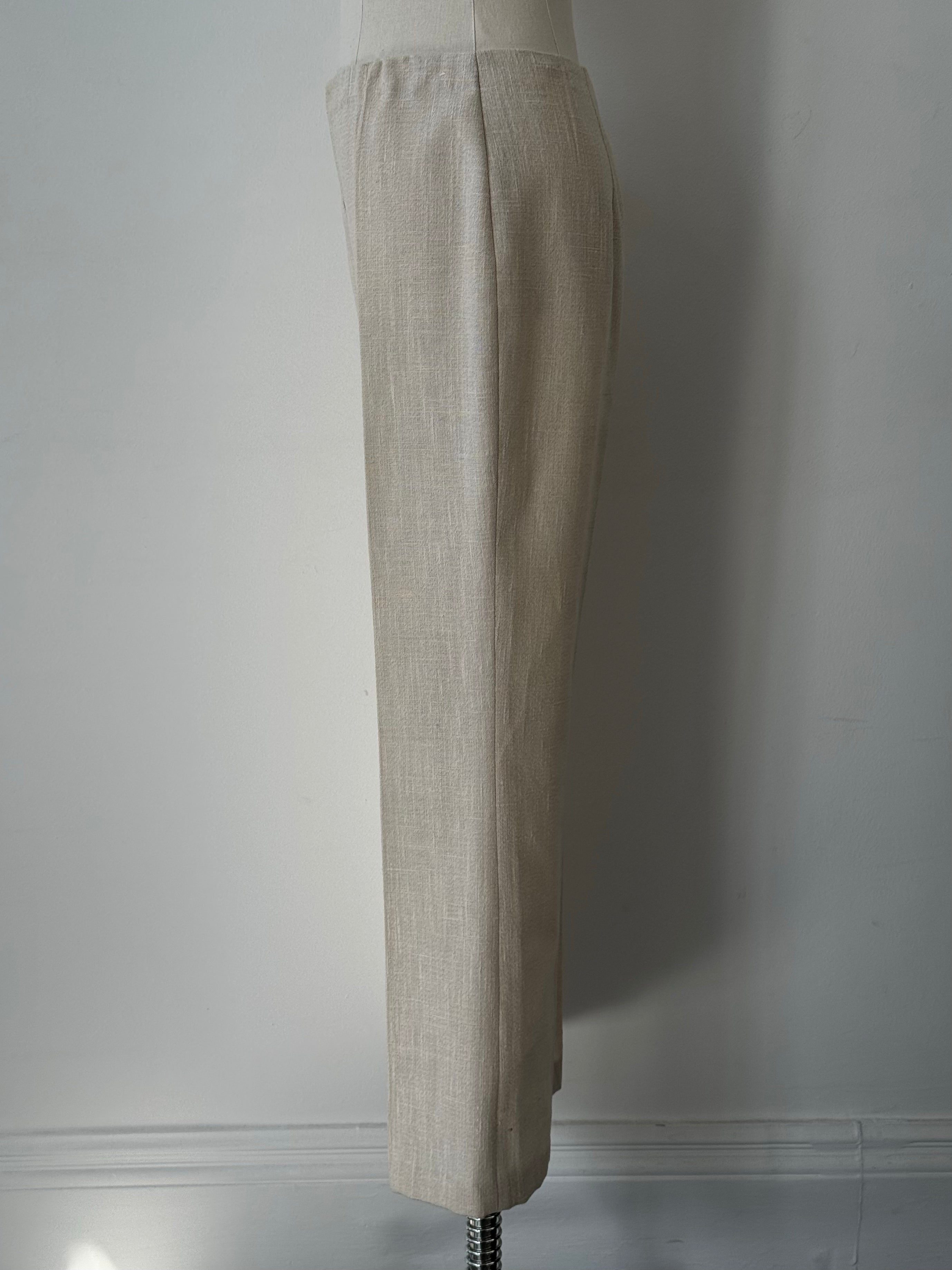 Vintage 1990s Linen High Waist Cropped Trouser -