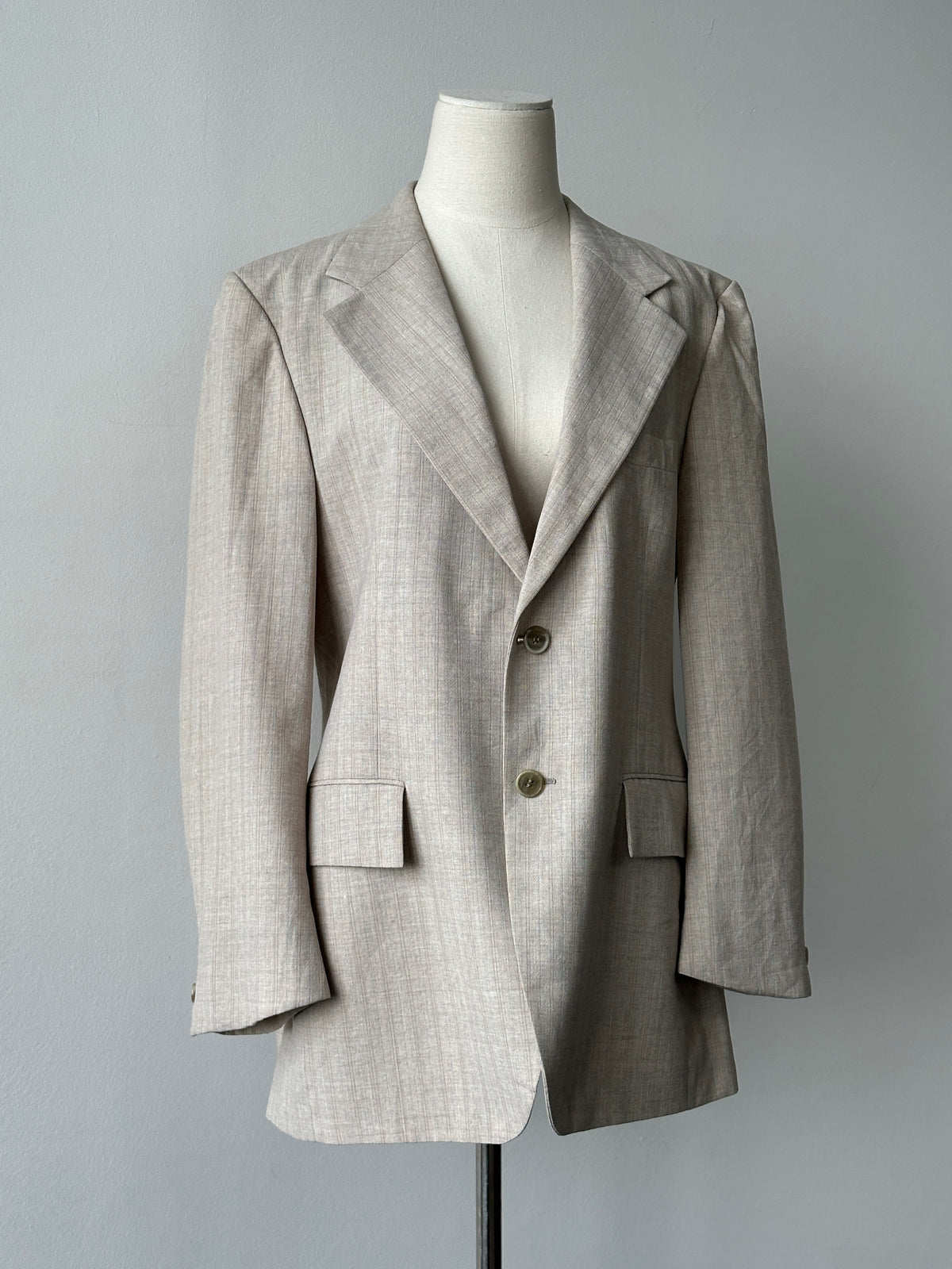 Yves Saint Laurent 1980s Wool Stripe Single Breasted Blazer - M