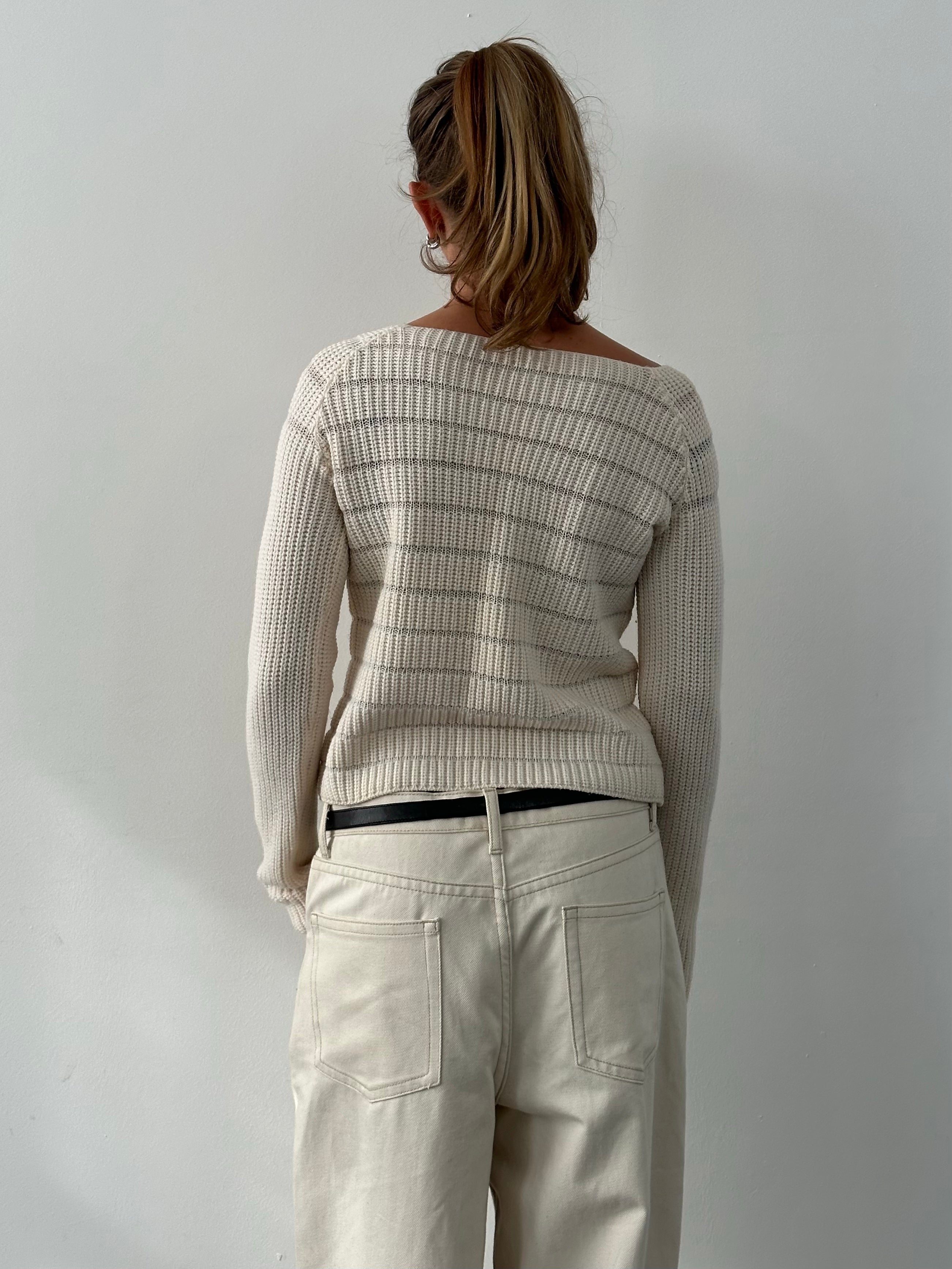 Armani Jeans 1990s Pure Wool Open Knit Jumper - M