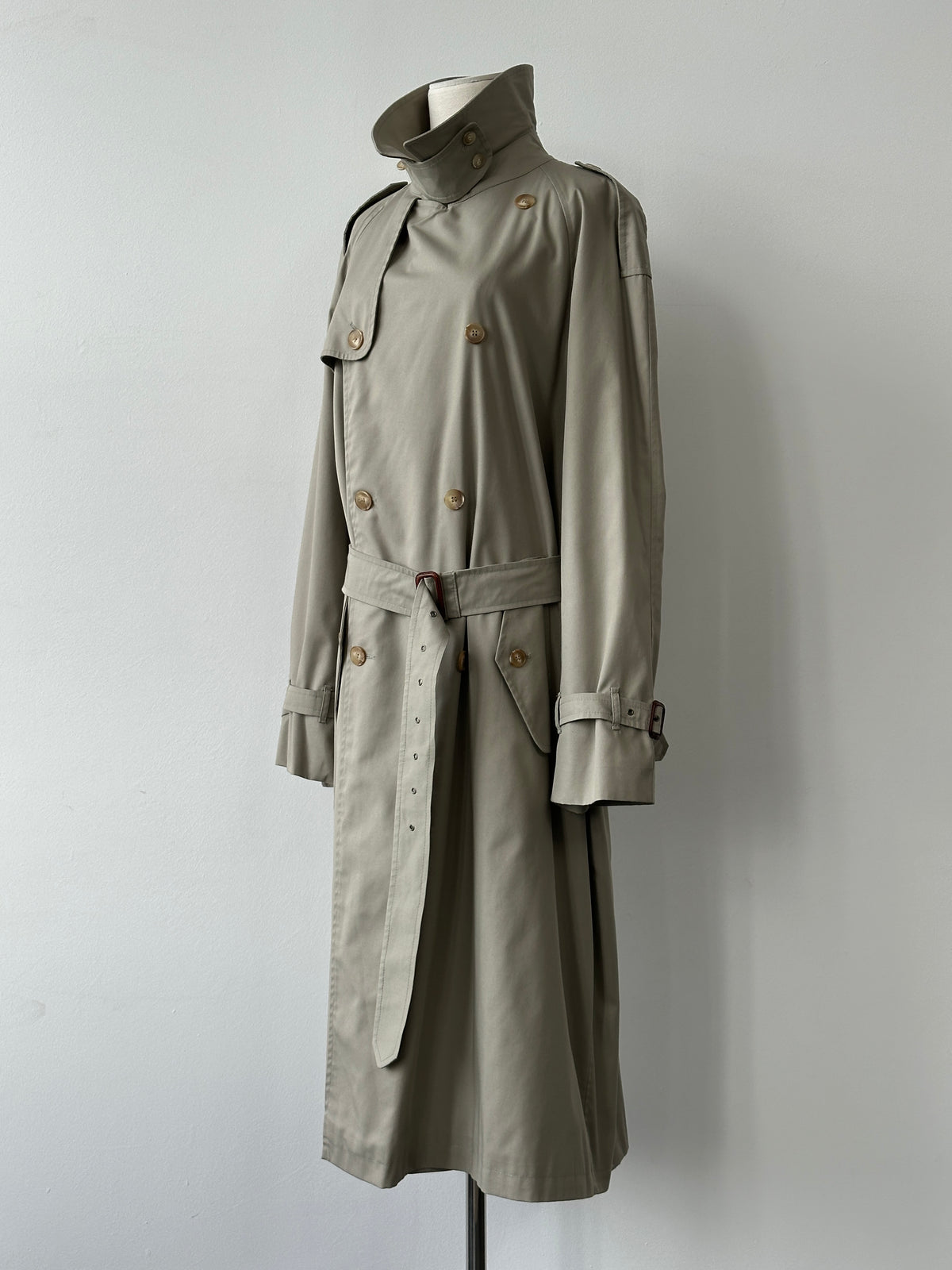 Italian Vintage 1990s High Neck Belted Trench Coat - XL