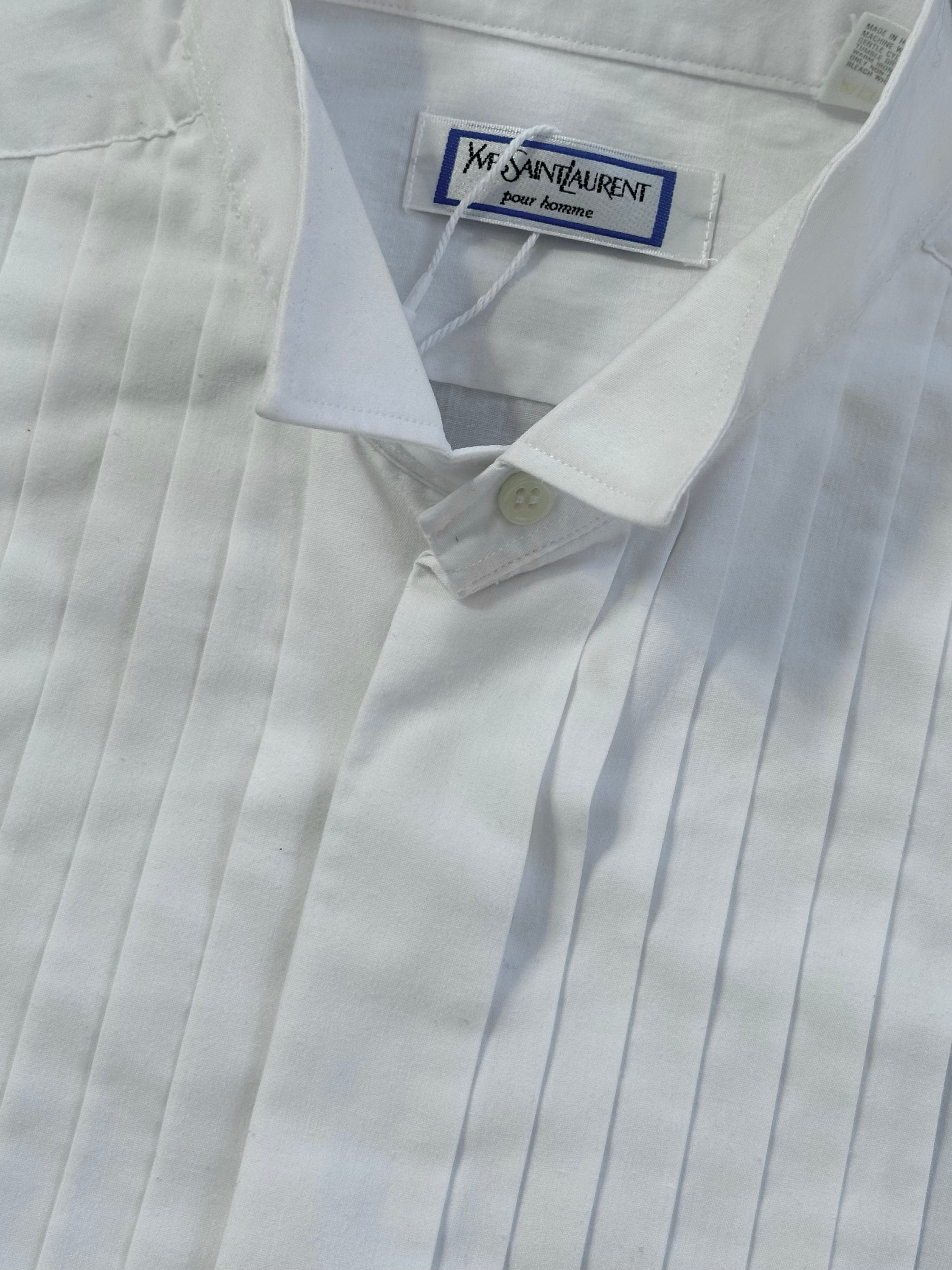 Yves Saint Laurent 1990s Cotton Tuxedo Dress Shirt - M