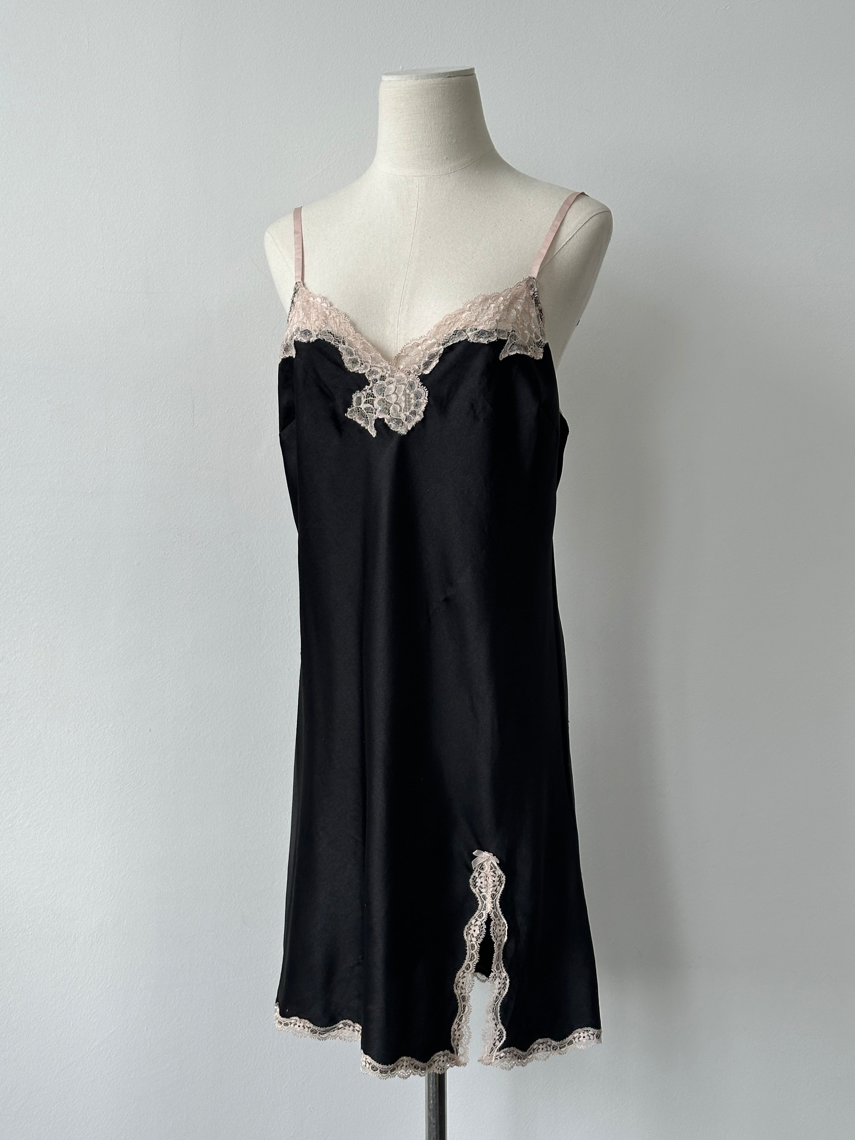 Victoria's Secret 2000s Satin Lace Mini Slip Dress - L
