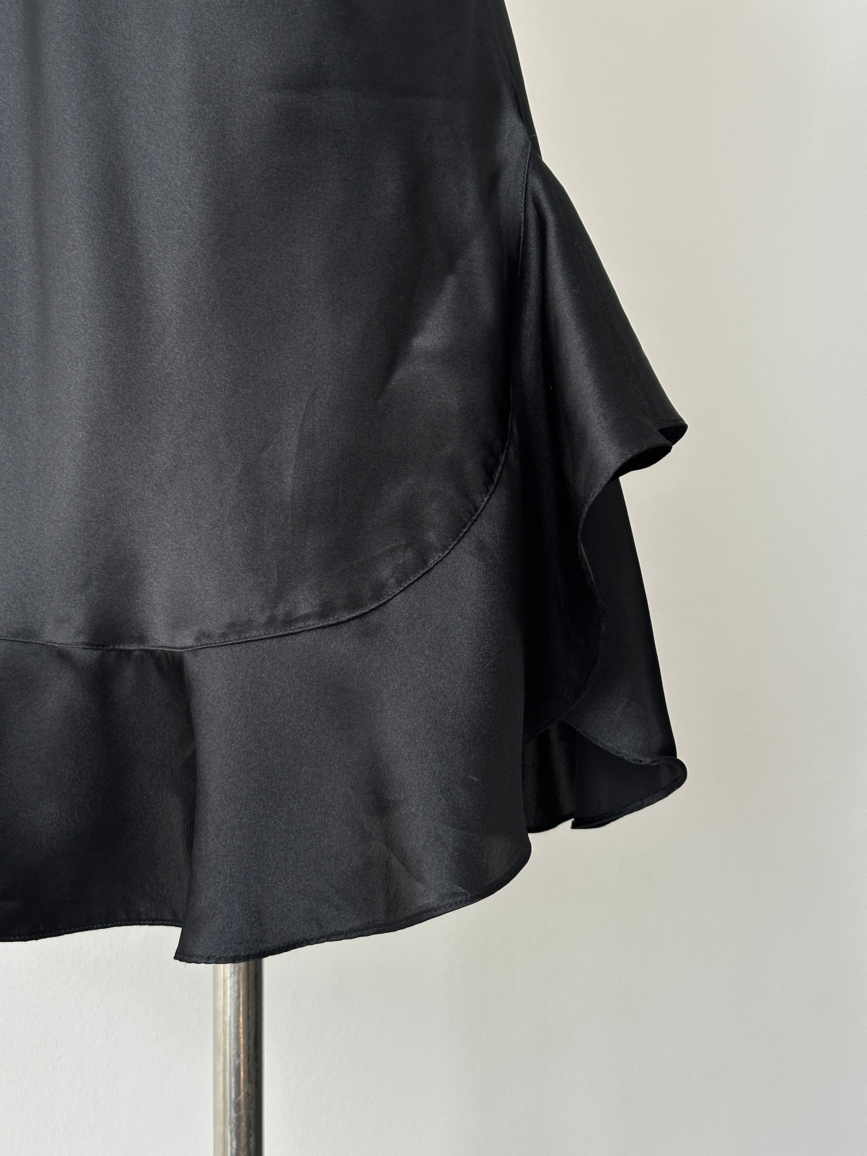 Vintage 1990s Satin Ruffle Mini Slip Dress - XS