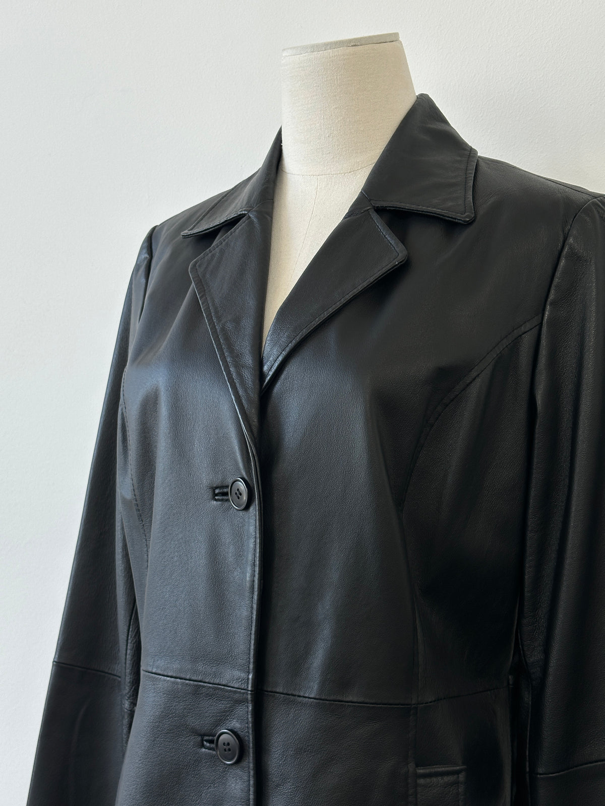 Vintage 1990s Floor Length Leather Trench - M