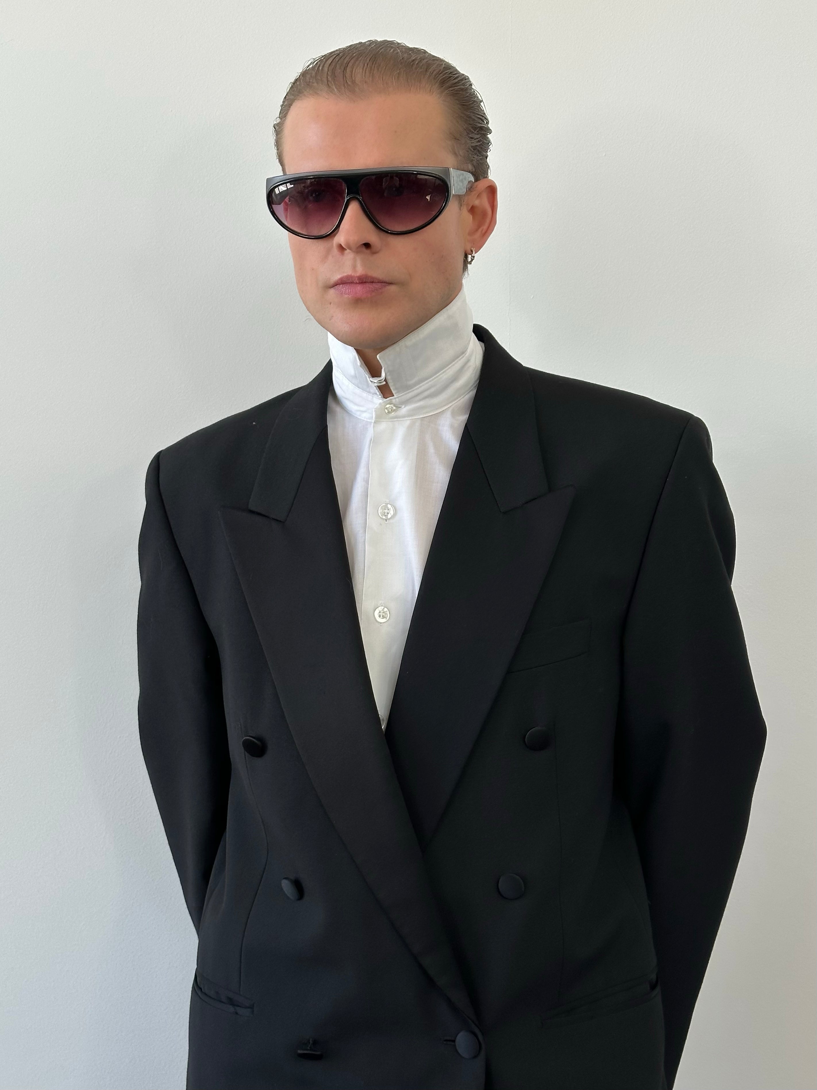 Vintage 1990s Tuxedo Double Breasted Blazer - 42R