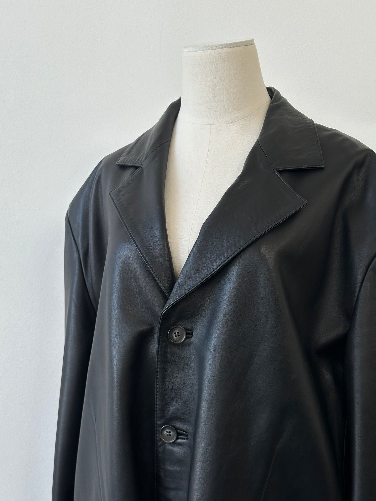 Vintage 1990s Oversized Smooth Leather Jacket - XL-XXL