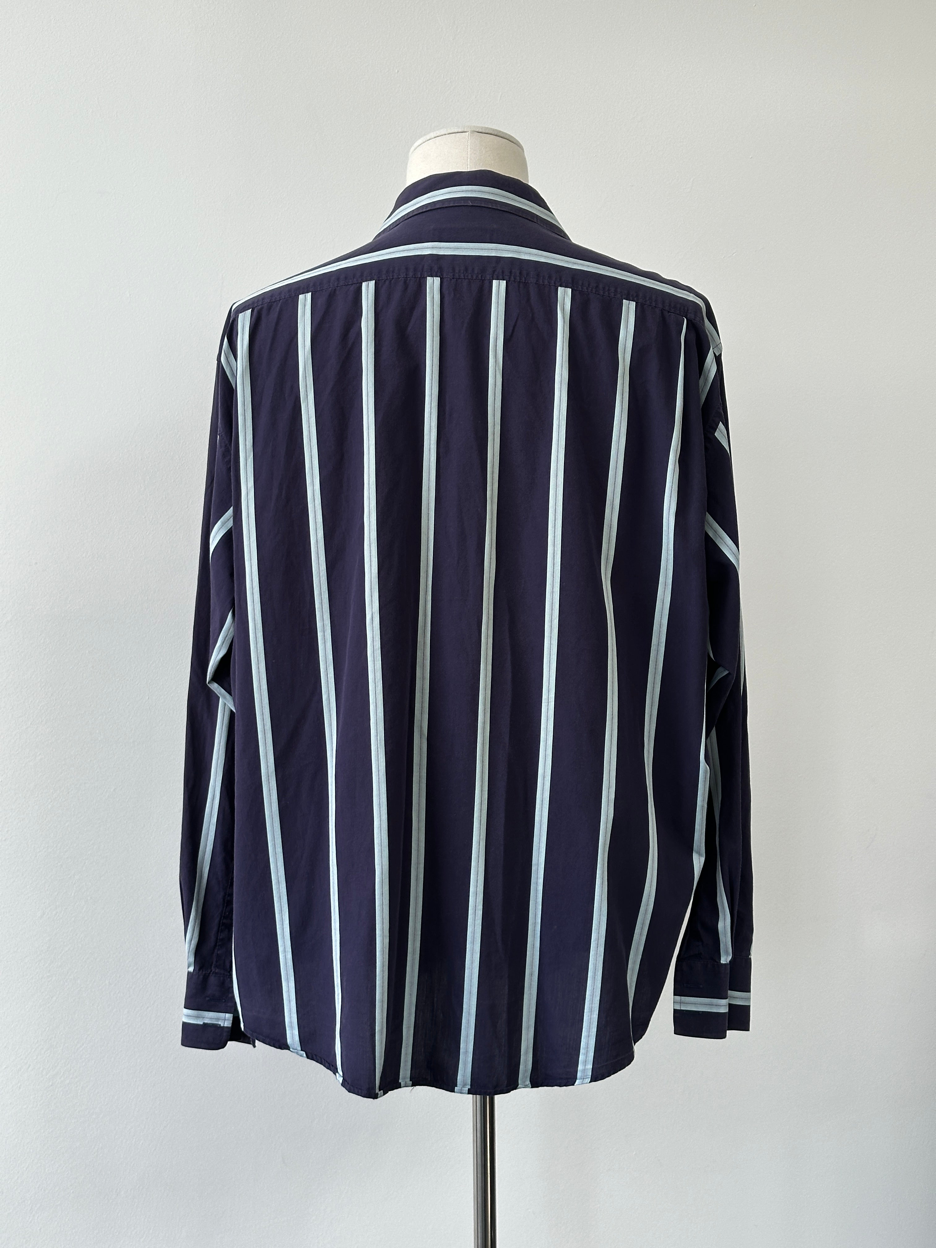 Yves Saint Saint Pour Homme 2000s Pure Cotton Striped Shirt - XXL