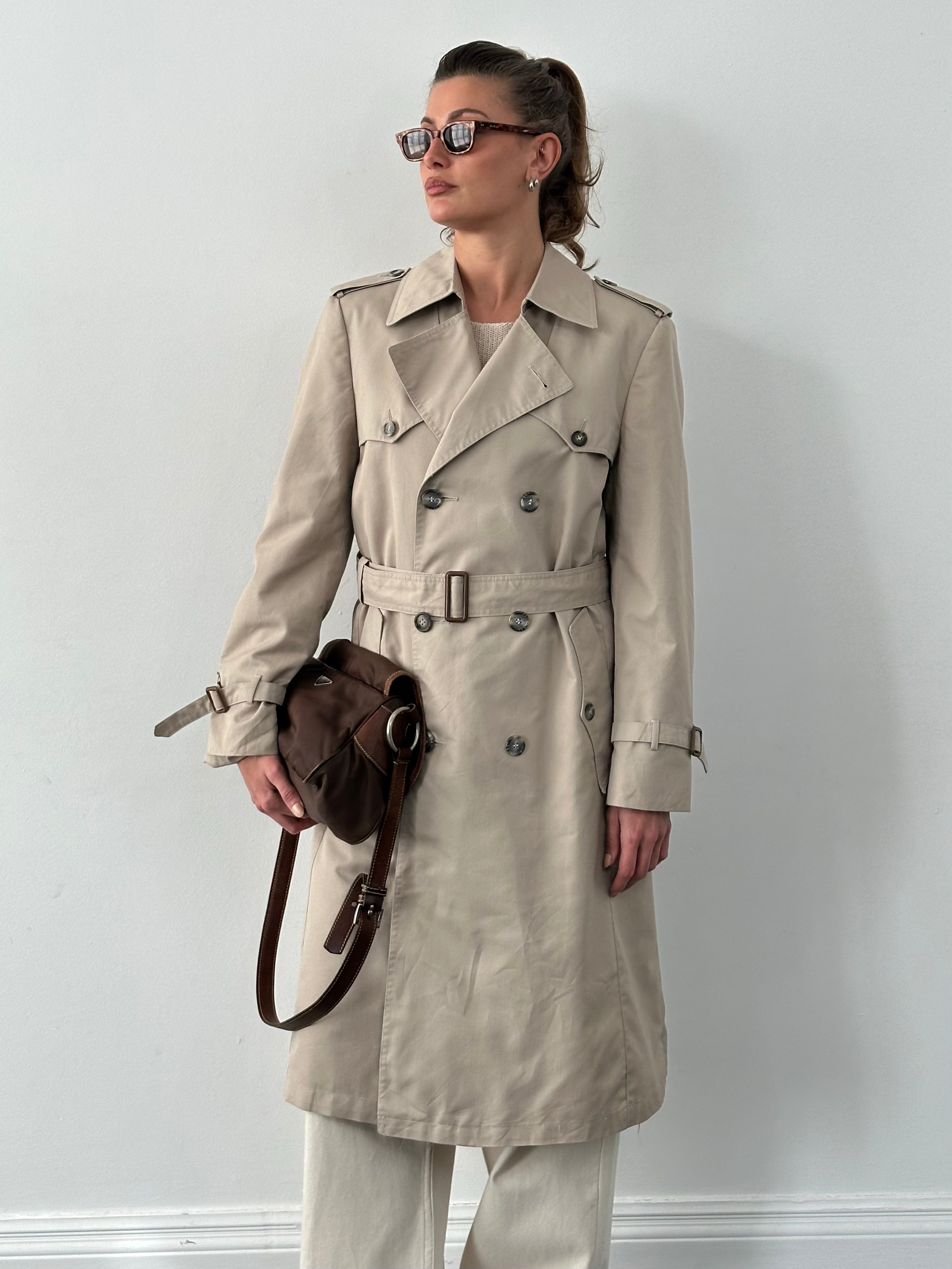 Christian Dior 1980s Cotton Double Breasted Trench Coat - M