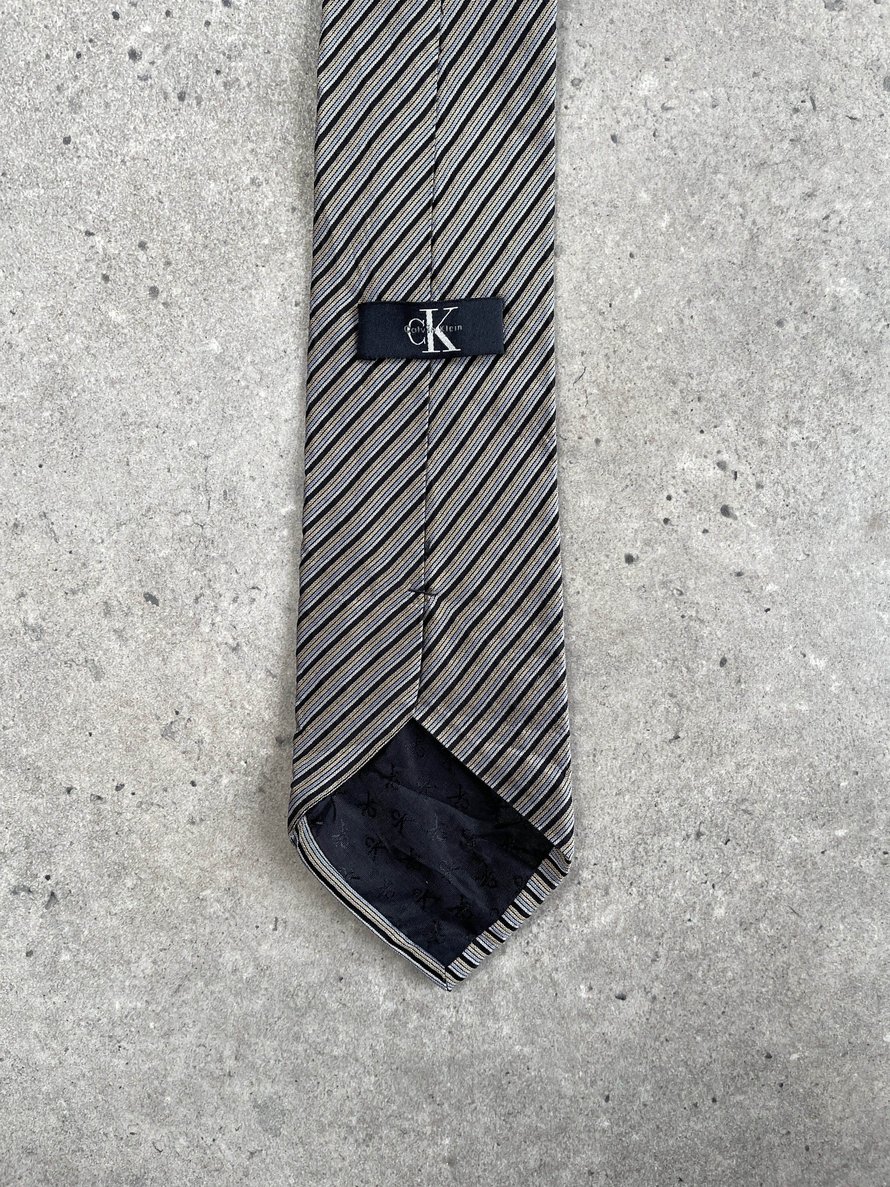 Calvin Klein 1990s Pure Silk Striped Tie